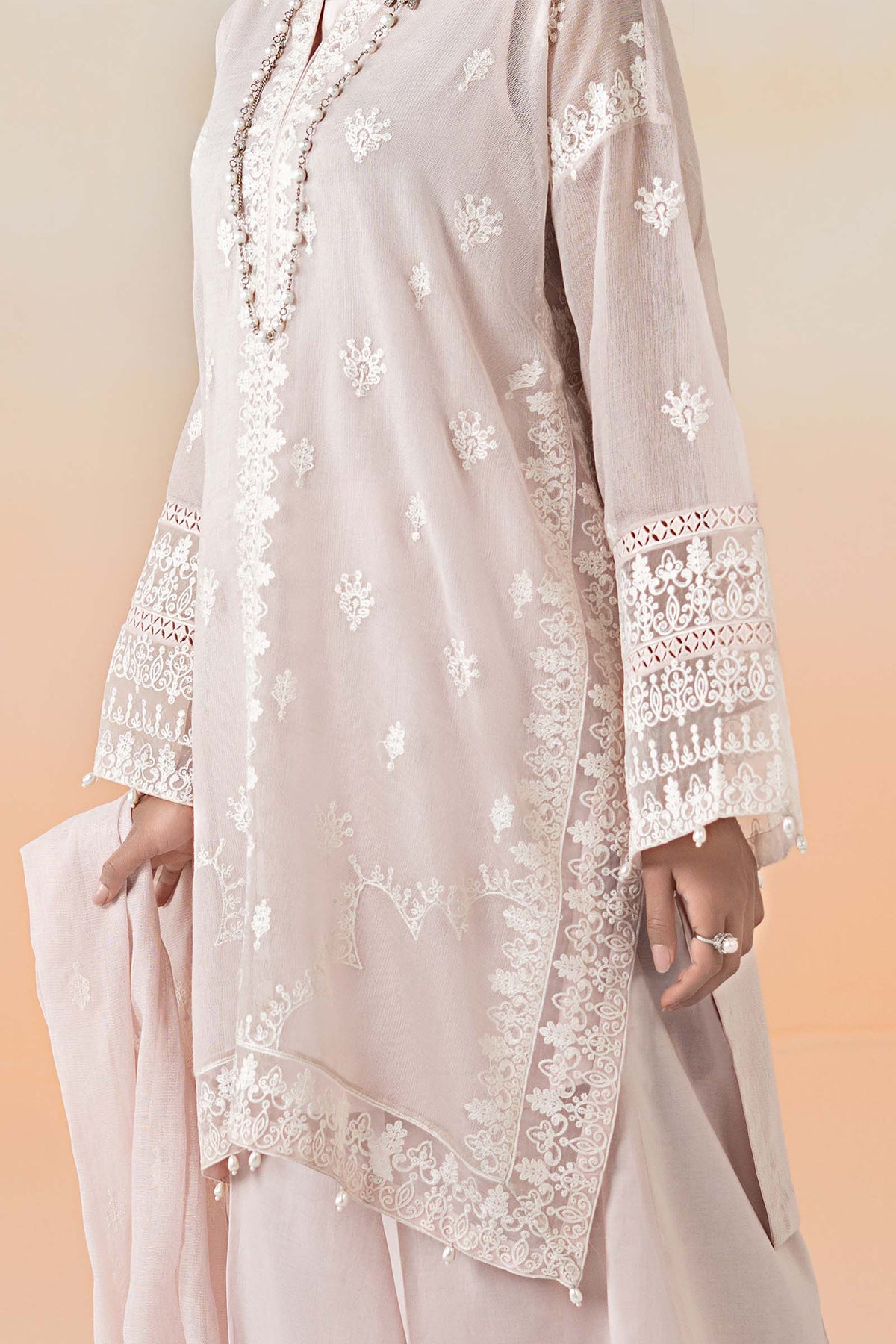 3 Piece Embroidered Cotton Net Suit