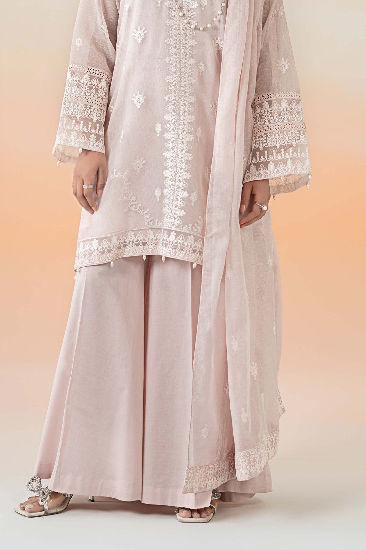 3 Piece Embroidered Cotton Net Suit