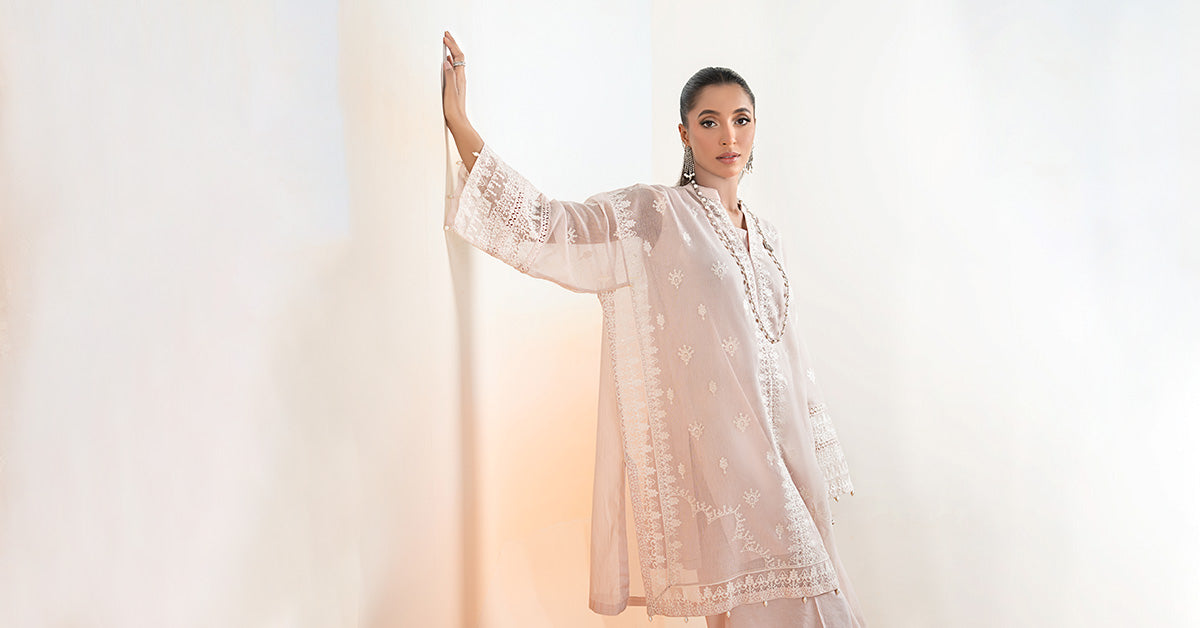 3 Piece Embroidered Cotton Net Suit
