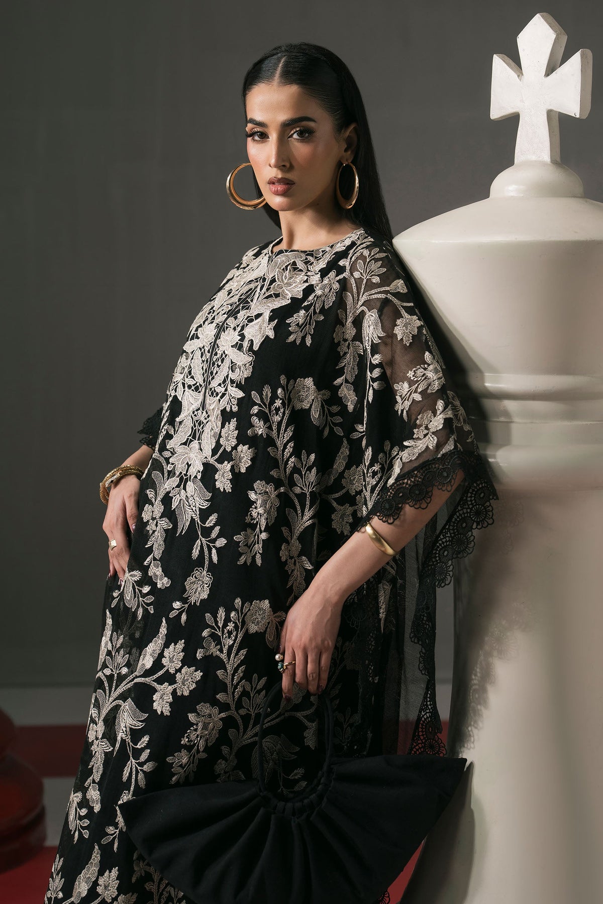 3 Piece Embroidered Cotton Net Suit