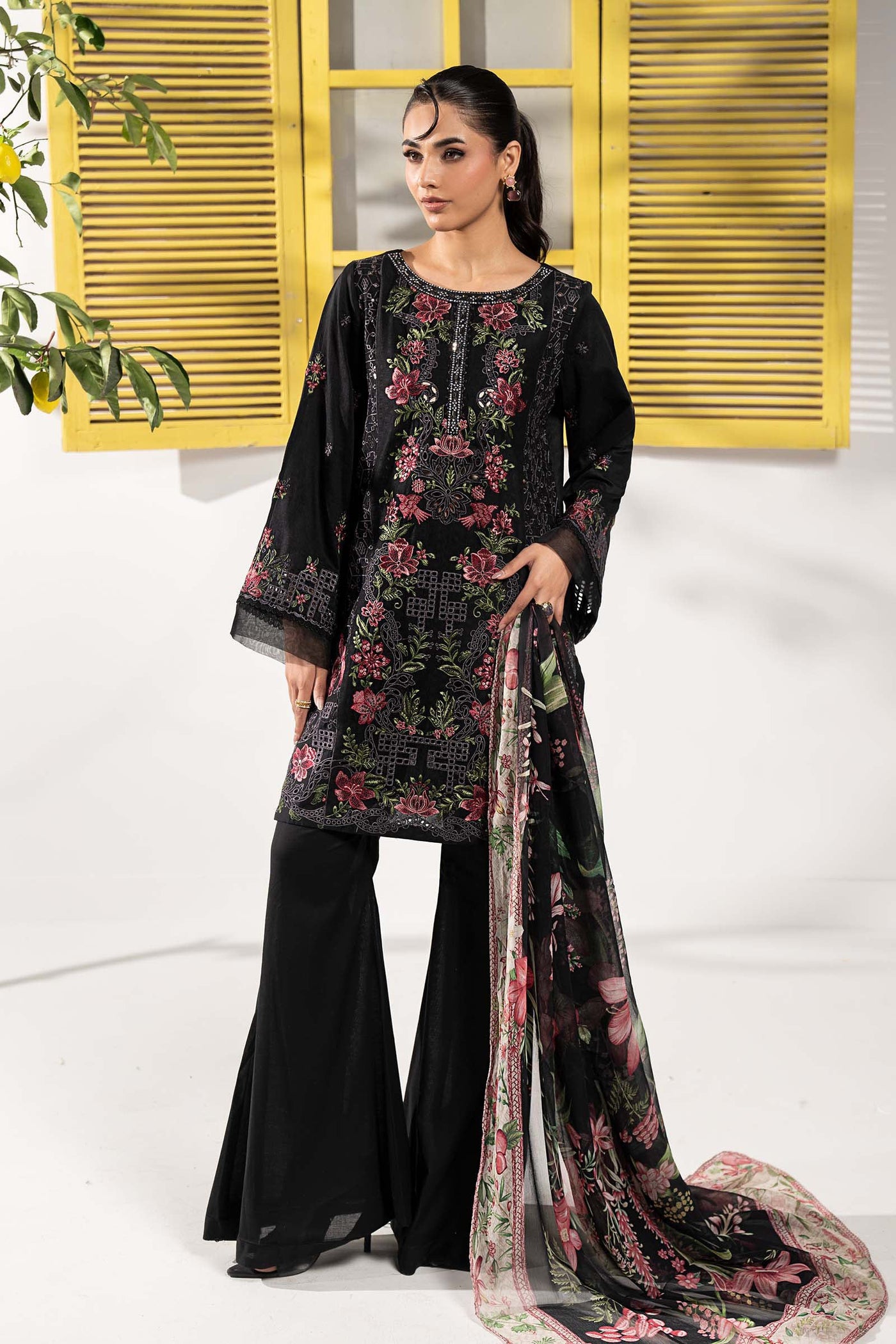 3 Piece Embroidered Dobby Lawn Suit