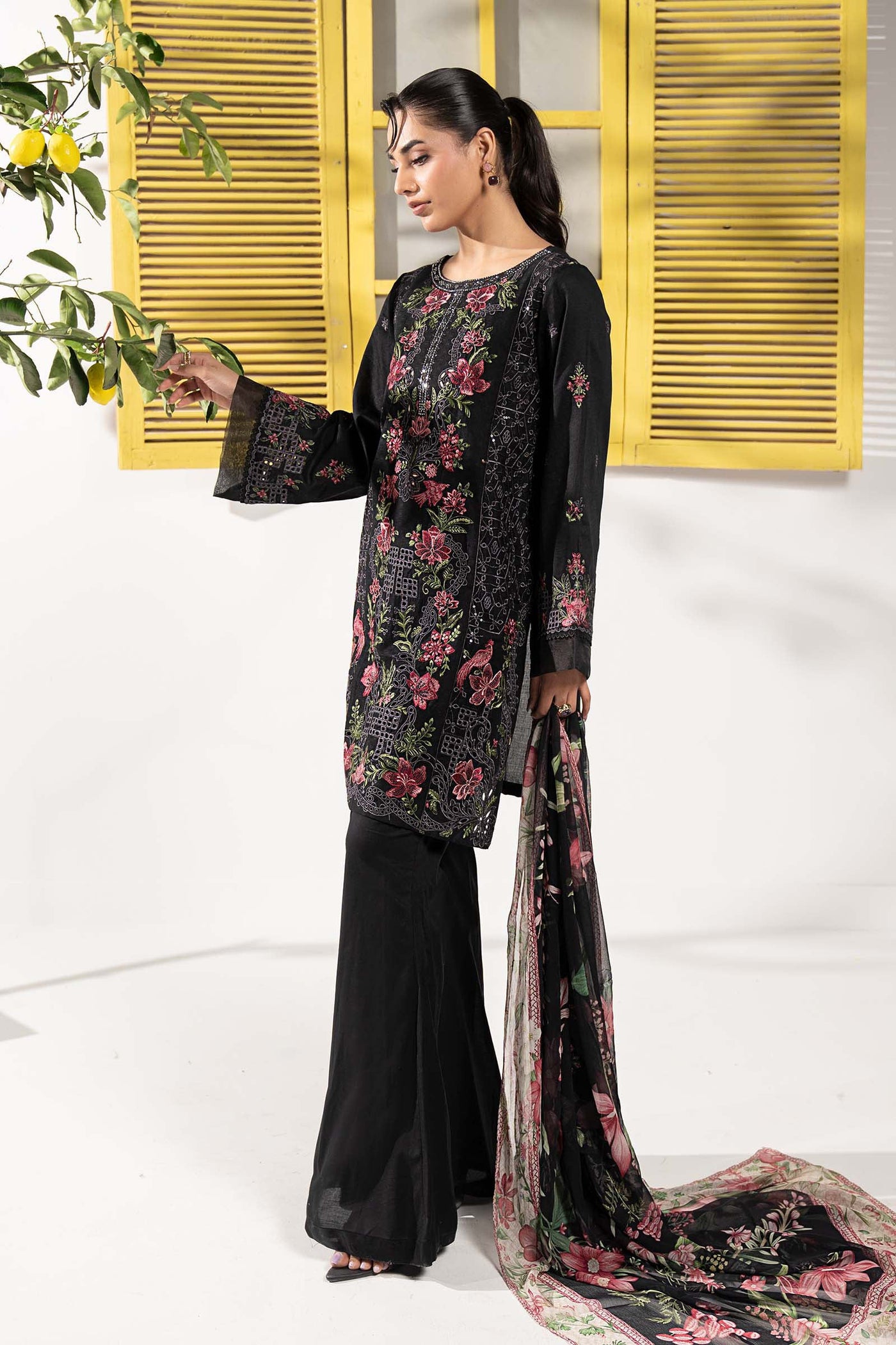 3 Piece Embroidered Dobby Lawn Suit