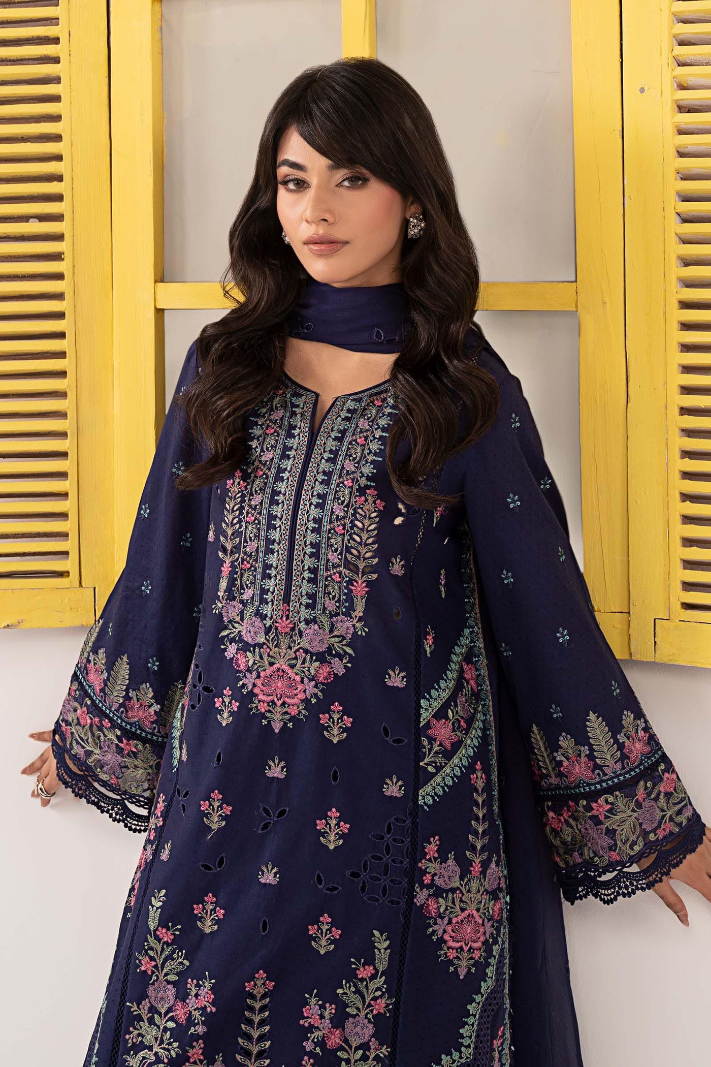 3 Piece Embroidered Dobby Lawn Suit
