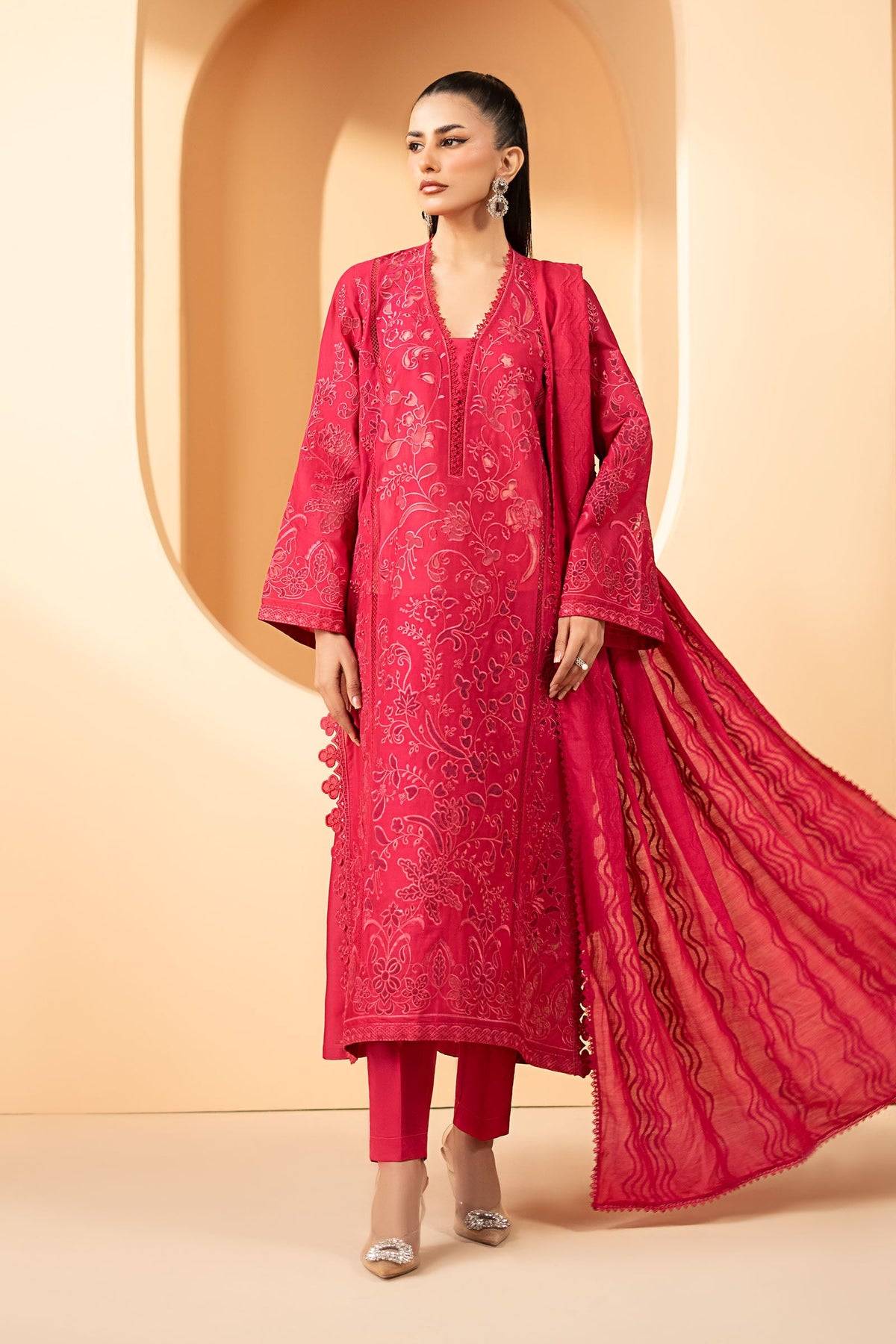3 Piece Embroidered Lawn Suit - DWE2630-ESM-MGT