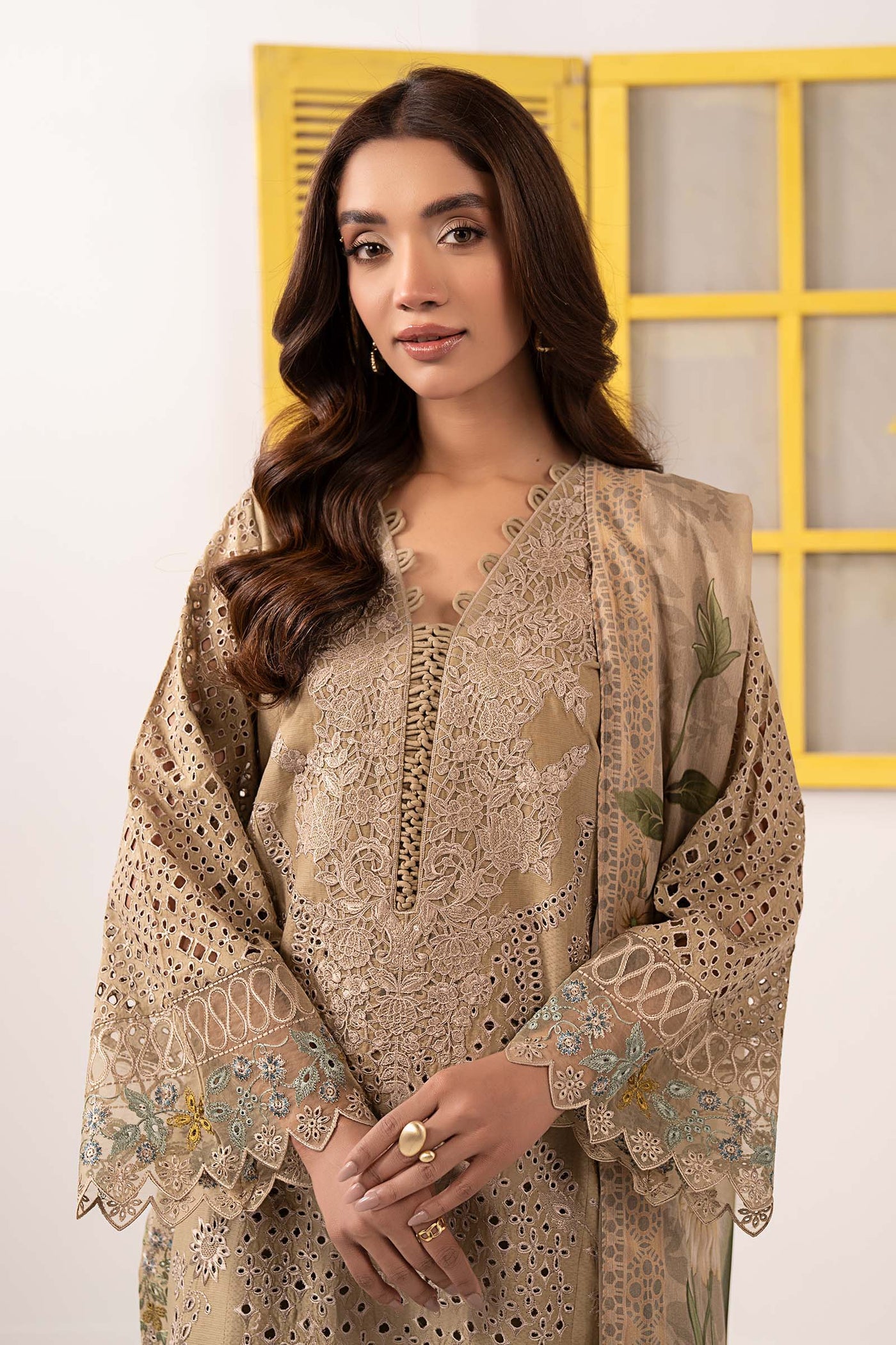 3 Piece Embroidered Dobby Lawn Suit