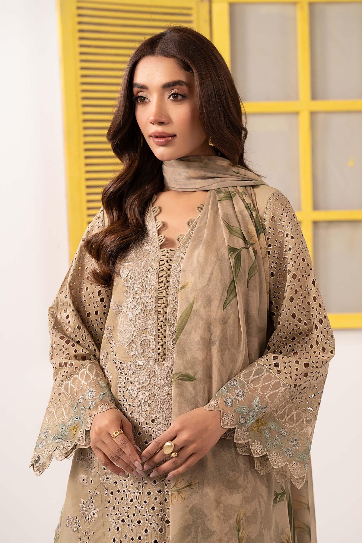 3 Piece Embroidered Dobby Lawn Suit