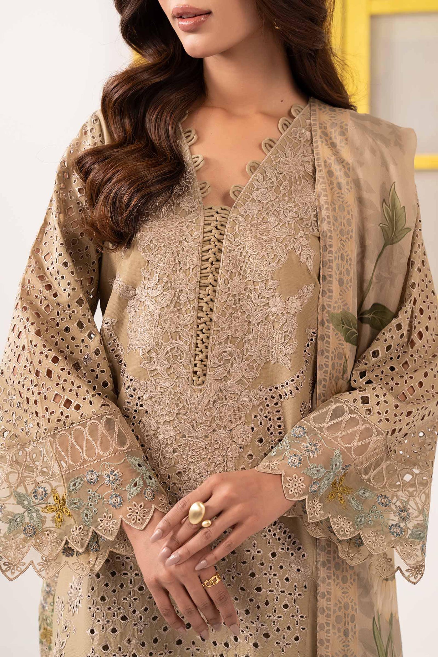3 Piece Embroidered Dobby Lawn Suit