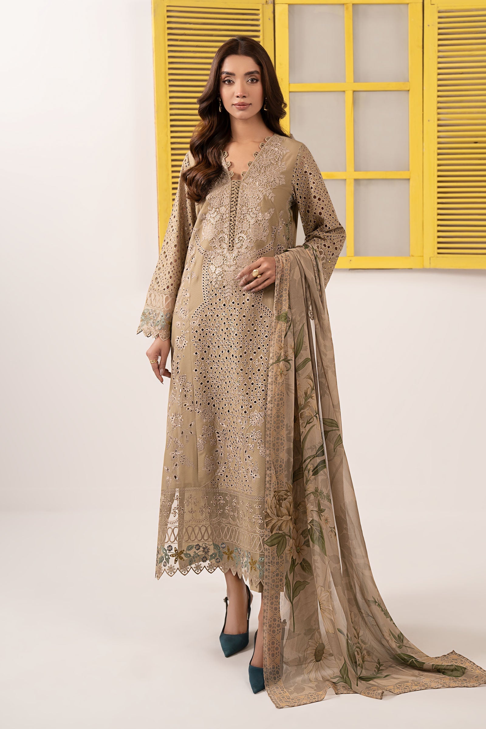 3 Piece Embroidered Dobby Lawn Suit