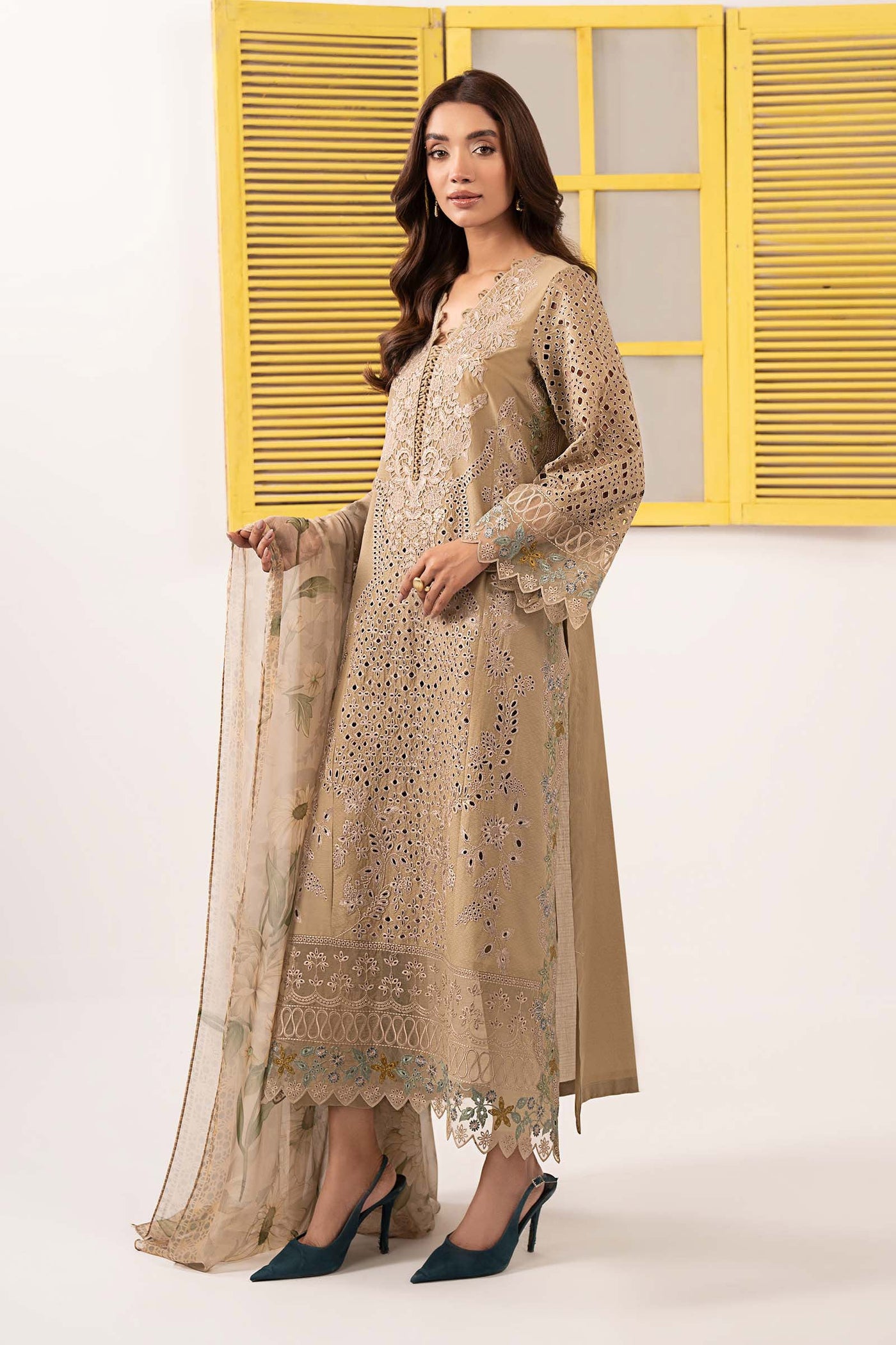 3 Piece Embroidered Dobby Lawn Suit