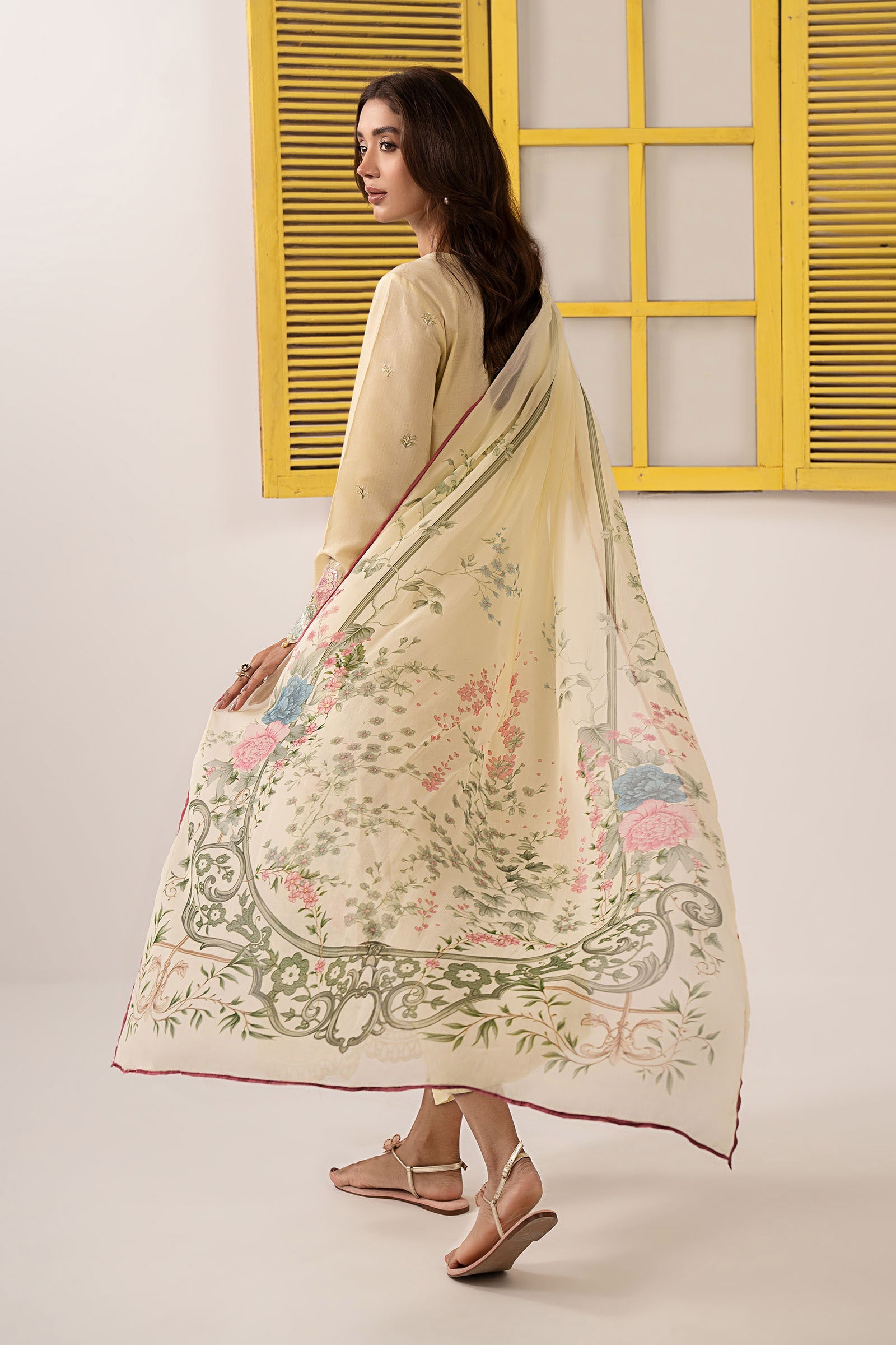 3 Piece Embroidered Dobby Lawn Suit