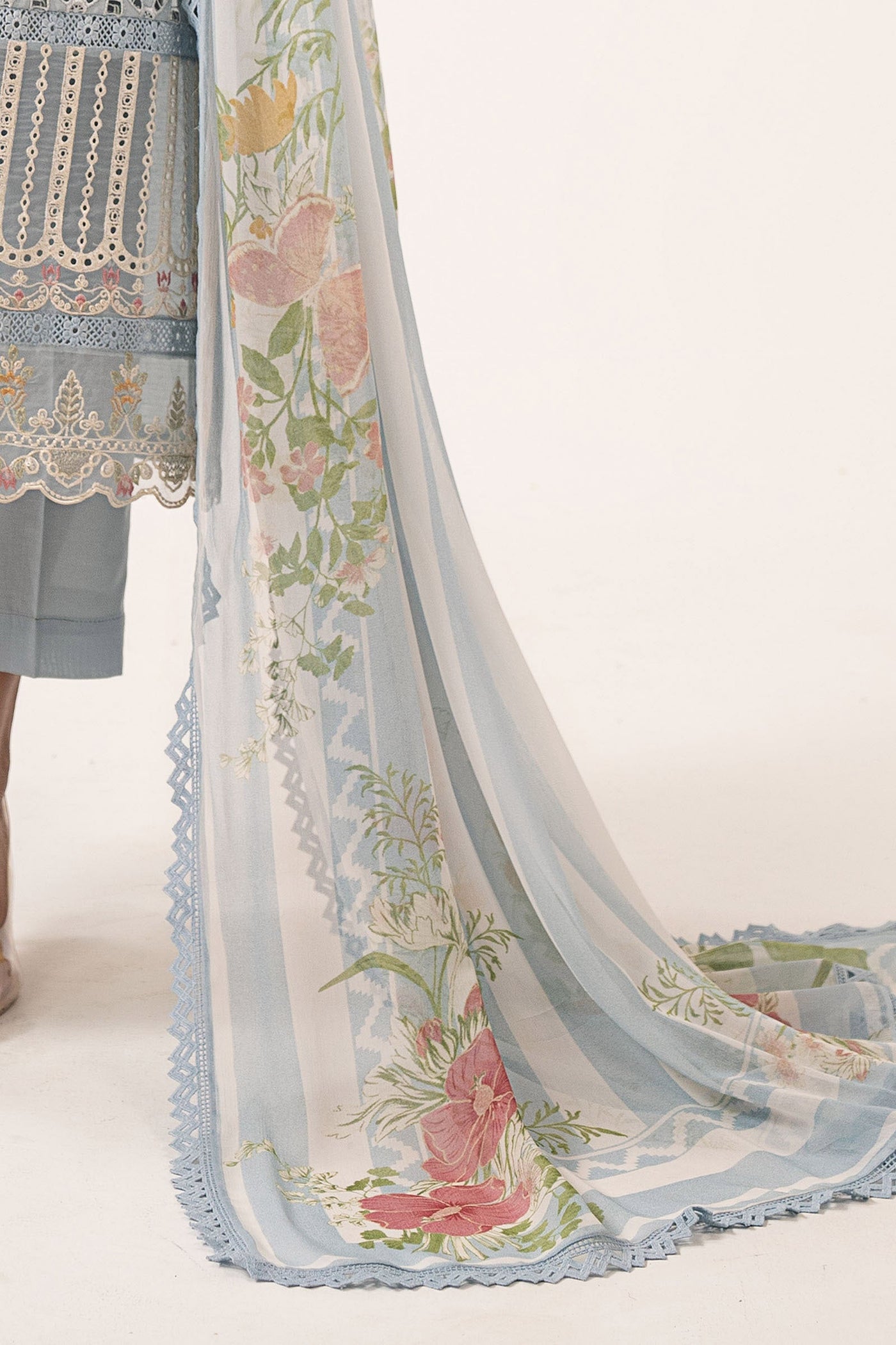 3 Piece Embroidered Dobby Lawn Suit