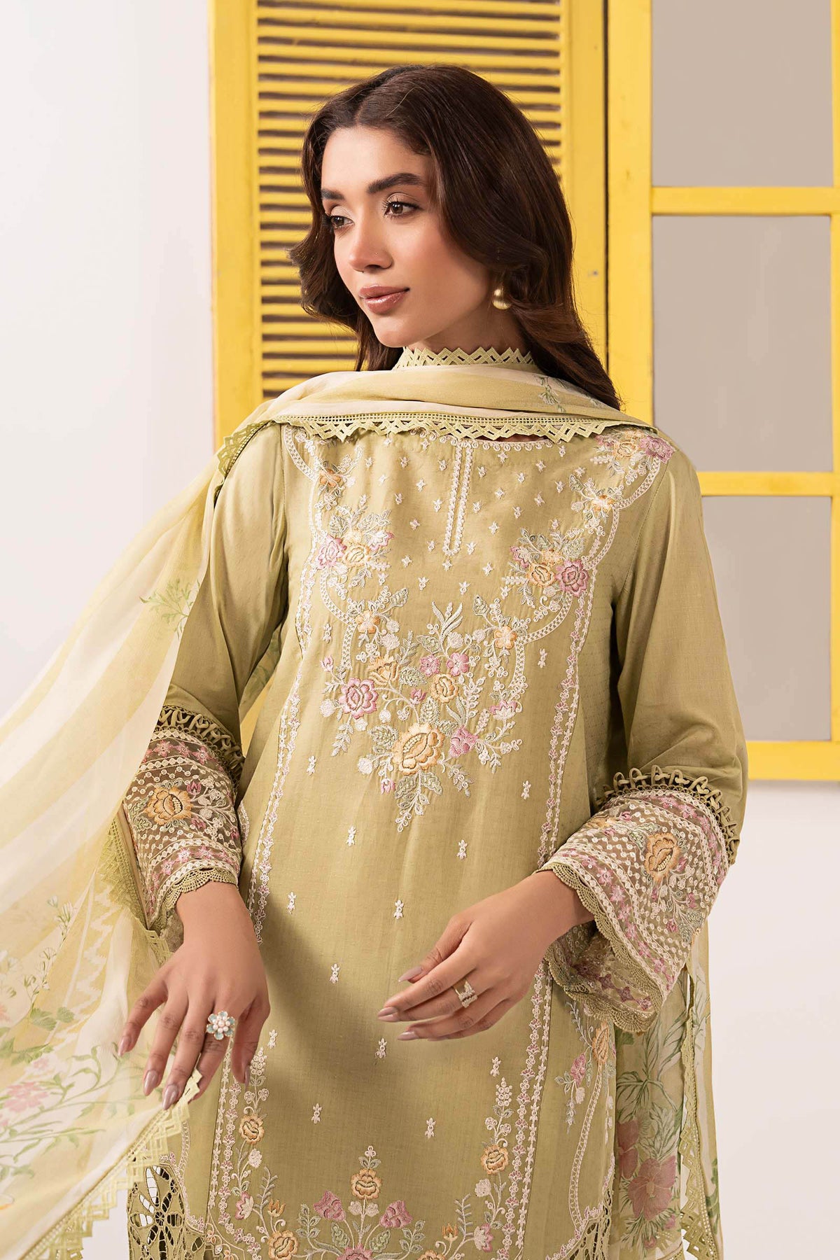 3 Piece Embroidered Dobby Lawn Suit