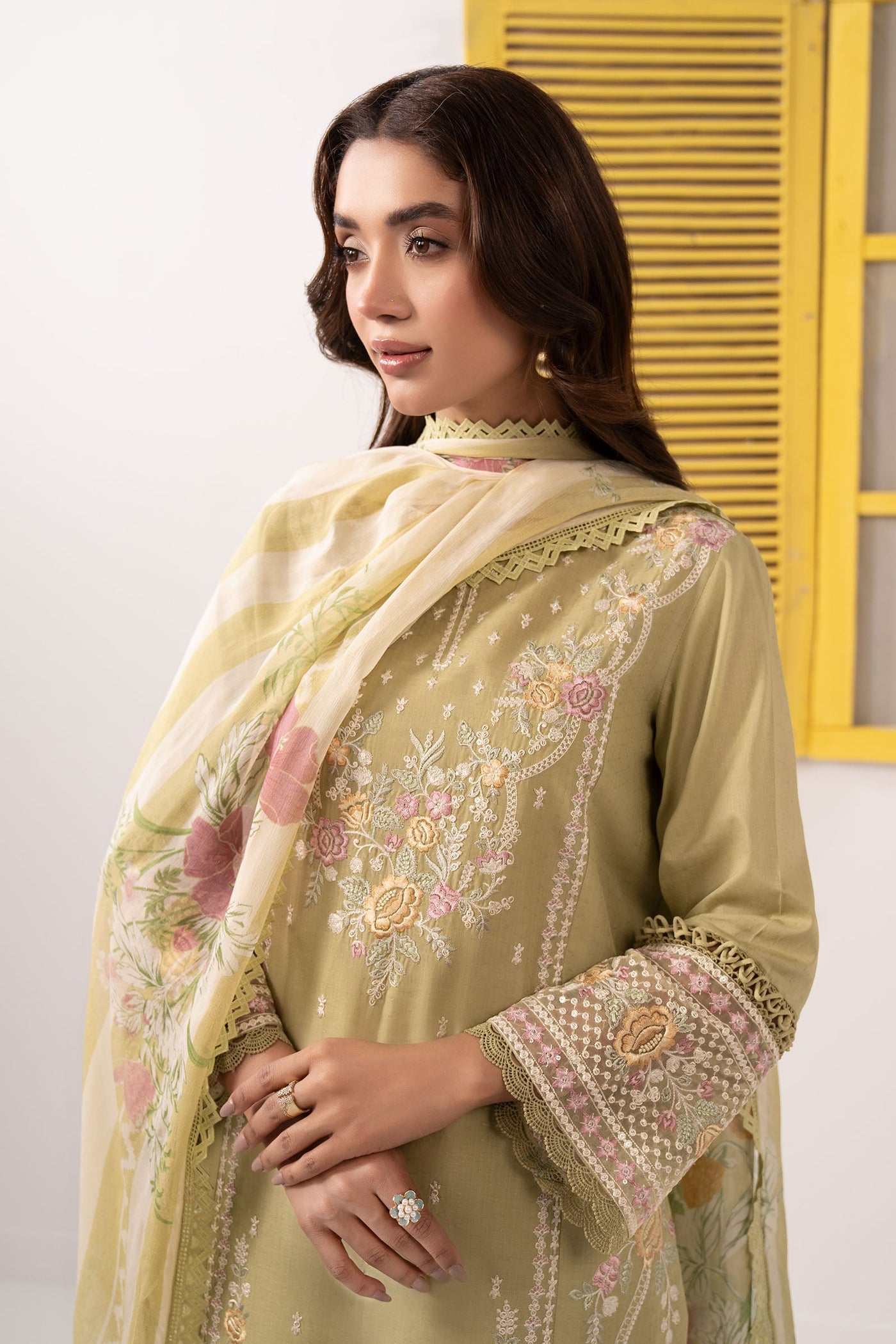 3 Piece Embroidered Dobby Lawn Suit
