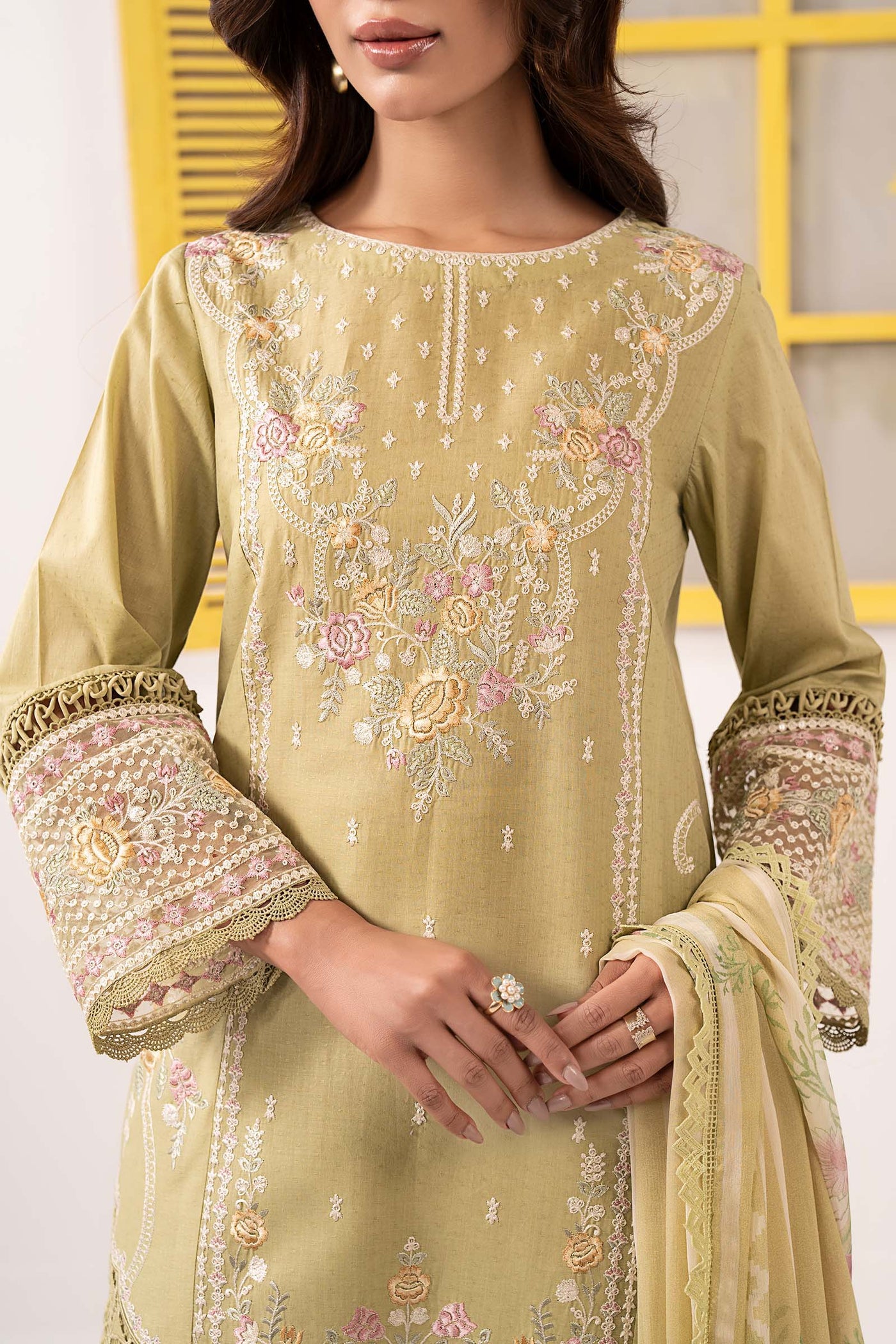 3 Piece Embroidered Dobby Lawn Suit