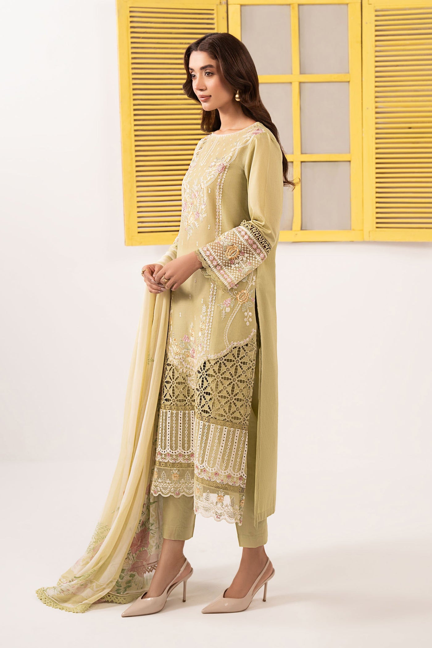 3 Piece Embroidered Dobby Lawn Suit
