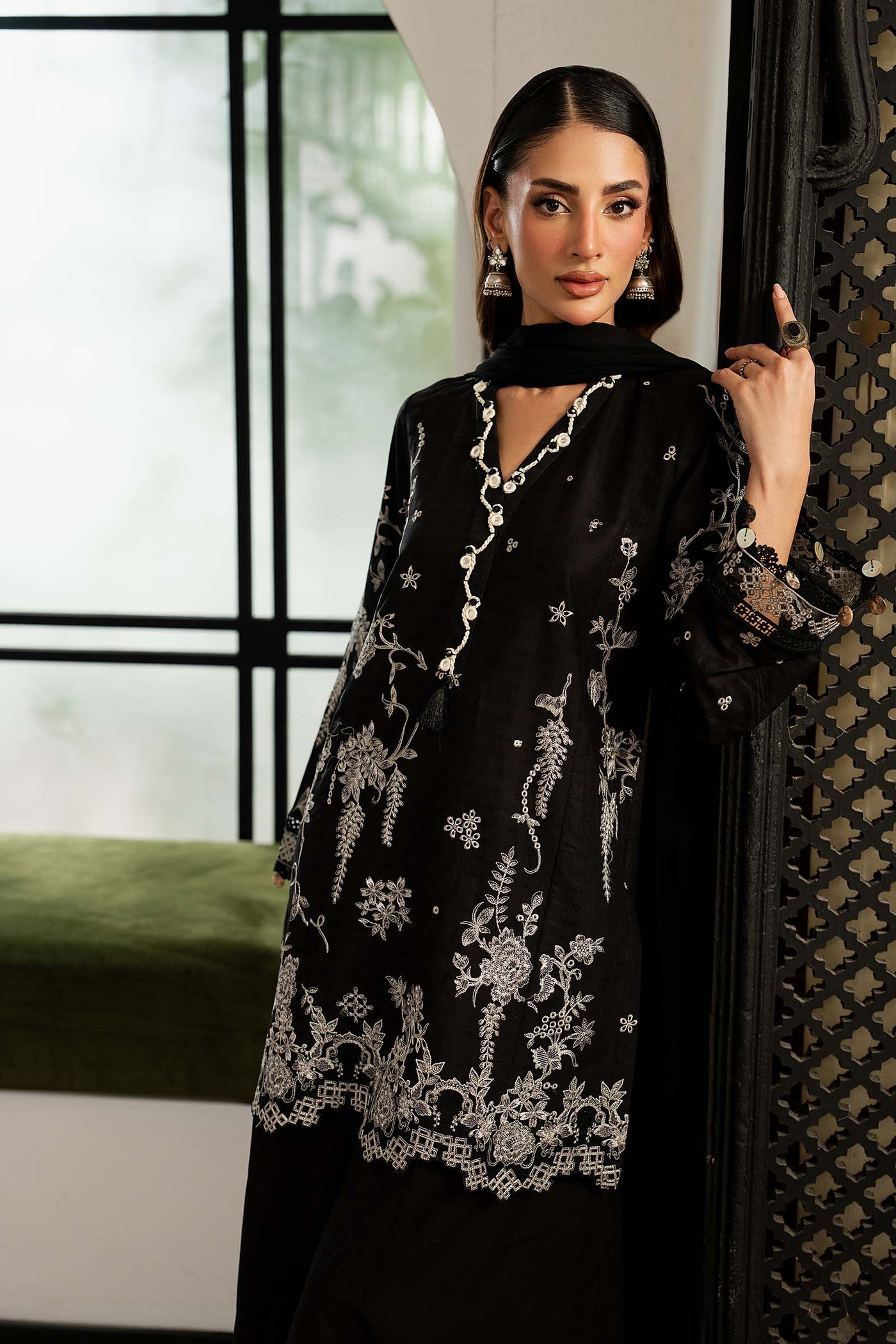 3 Piece Embroidered Dobby Lawn Suit
