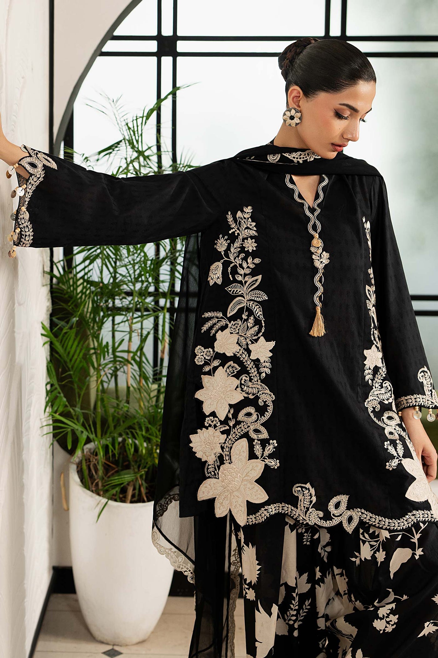 3 Piece Embroidered Dobby Lawn Suit