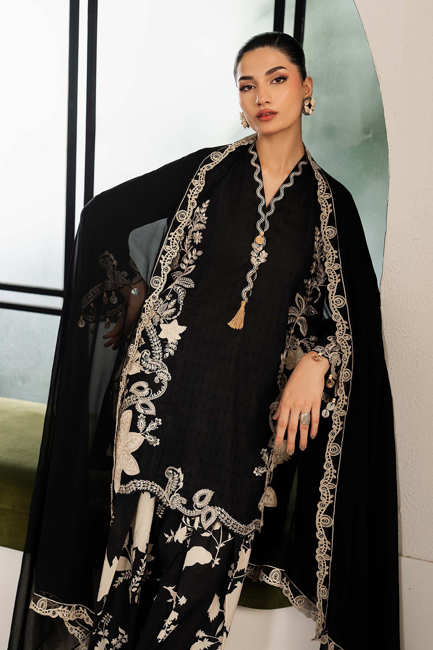 3 Piece Embroidered Dobby Lawn Suit