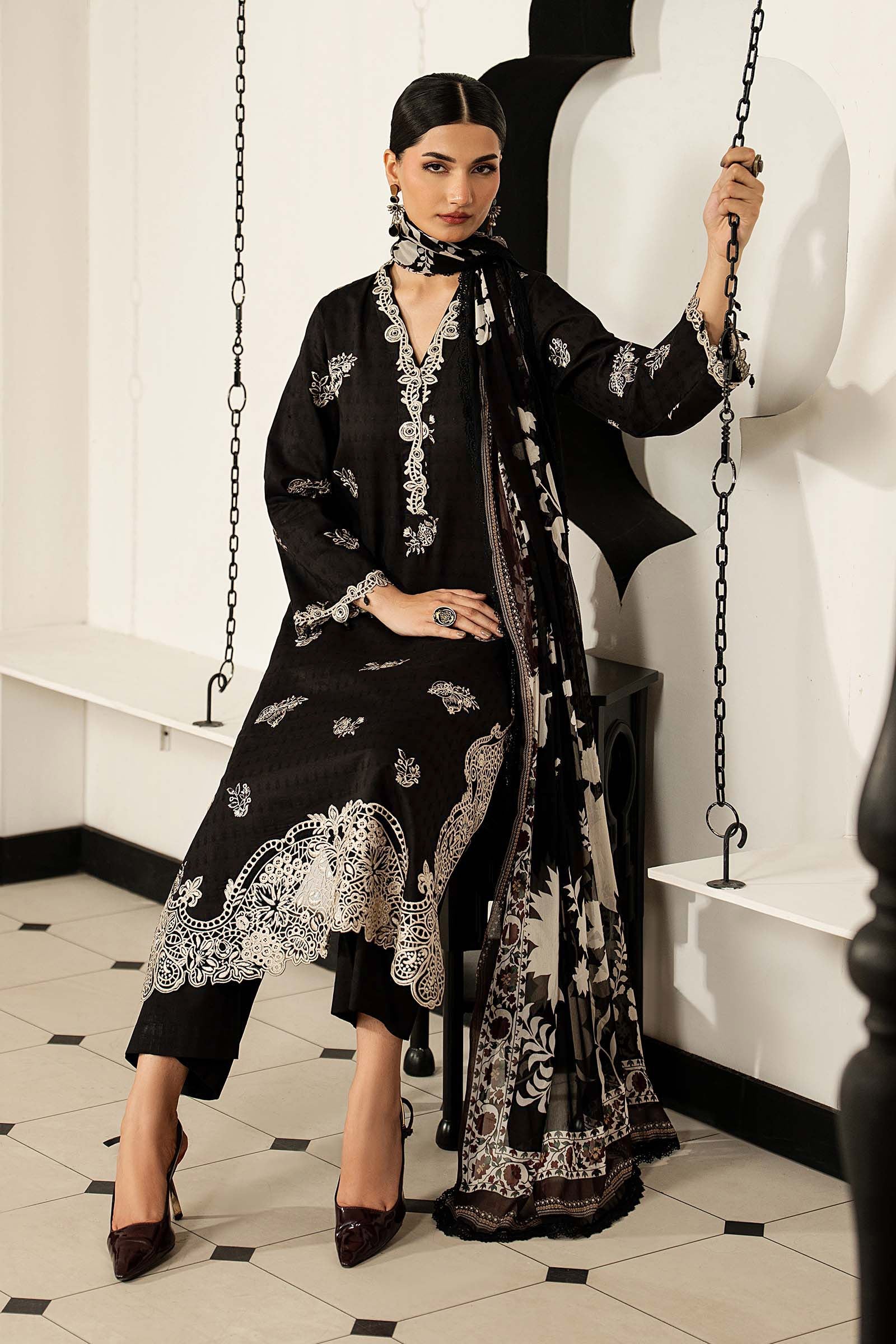 3 Piece Embroidered Dobby Lawn Suit