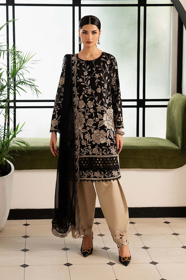 3 Piece Embroidered Lawn Suit | DW-MN26-12-BLACK