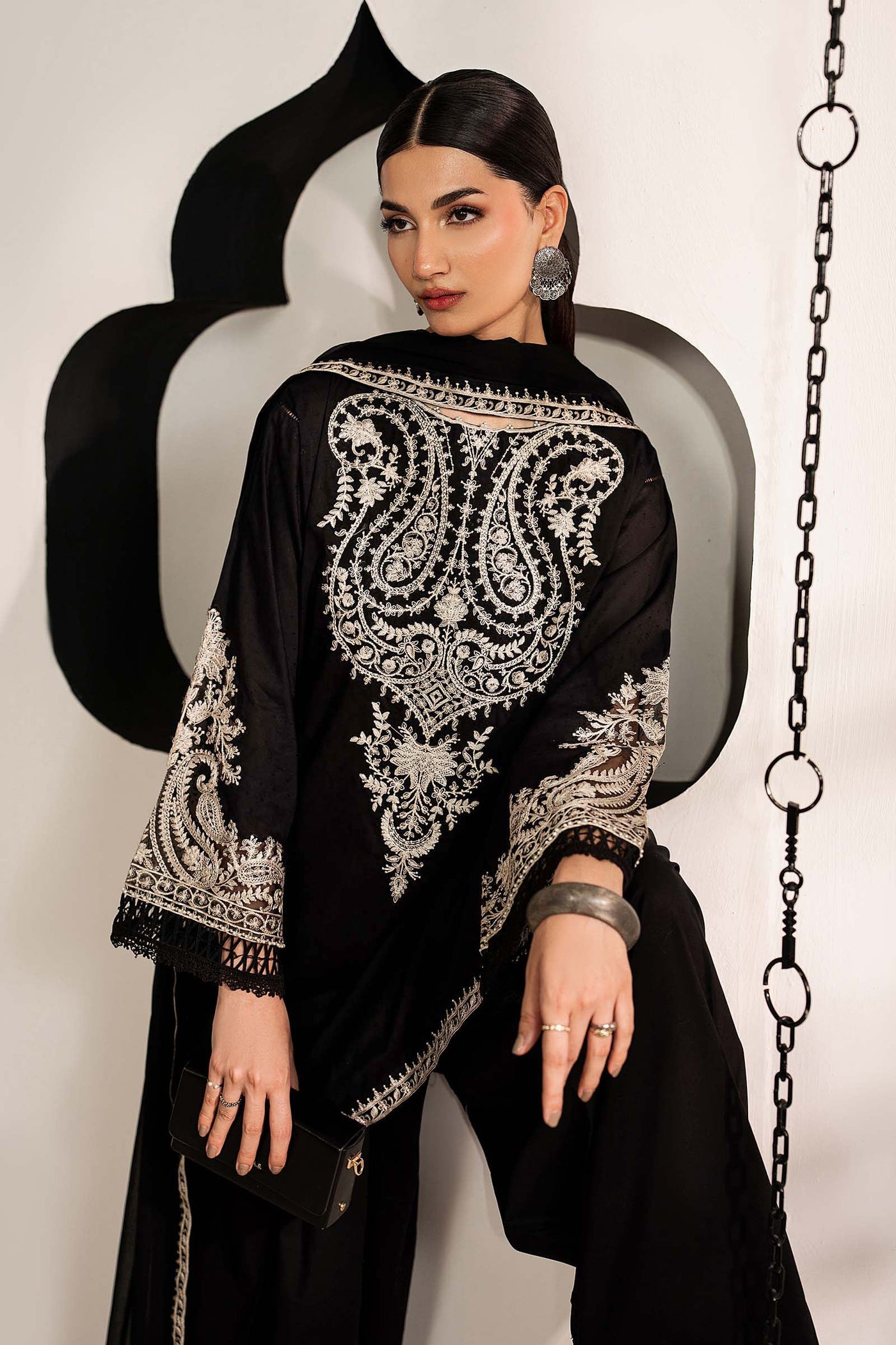 3 Piece Embroidered Dobby Lawn Suit