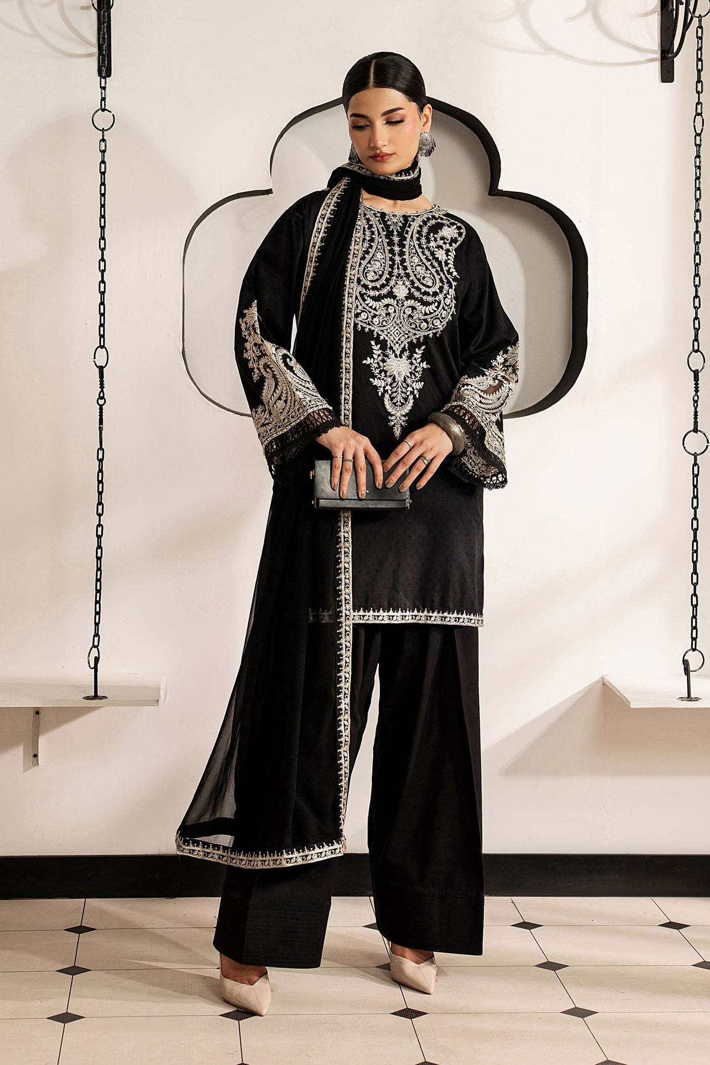 3 Piece Embroidered Dobby Lawn Suit