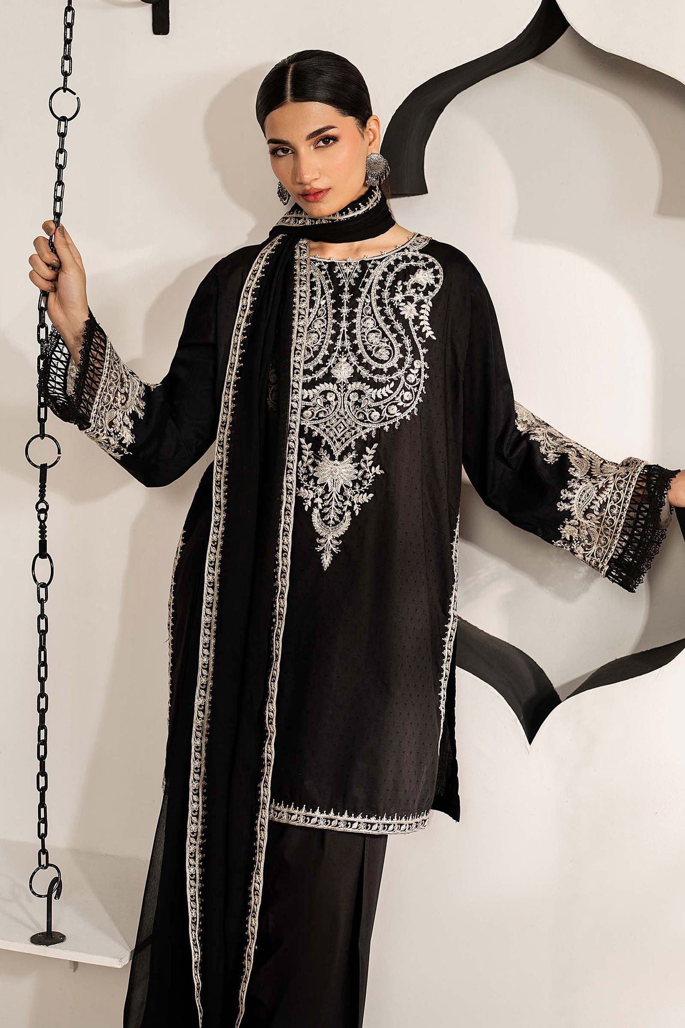 3 Piece Embroidered Dobby Lawn Suit
