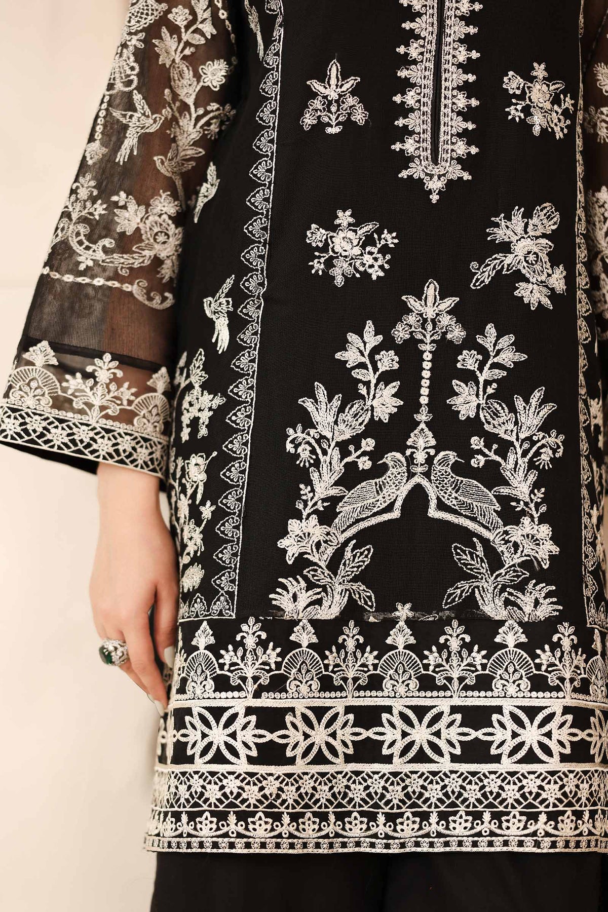 3 Piece Embroidered Cotton Net Suit