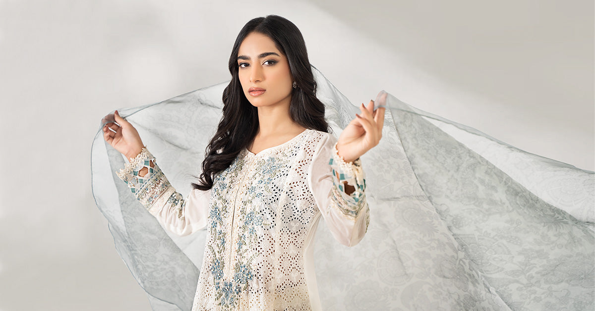 3 Piece Embroidered Net Suit