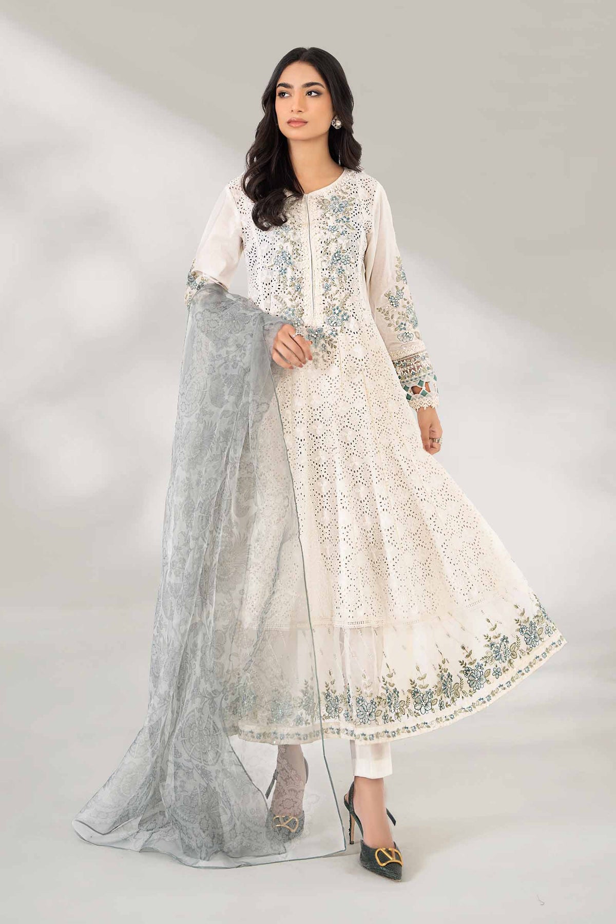 3 Piece Embroidered Net Suit