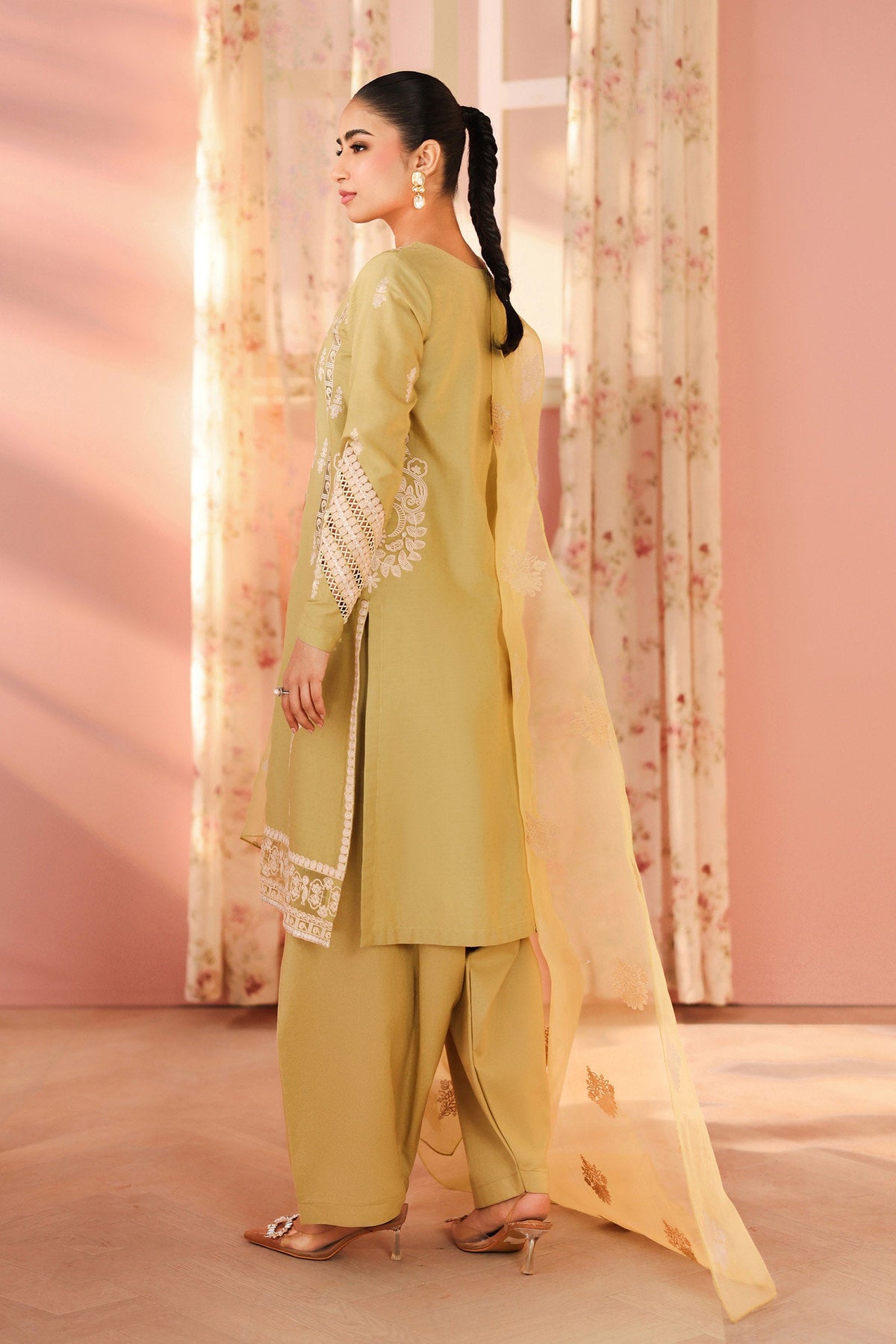 3 Piece Embroidered Dobby Suit