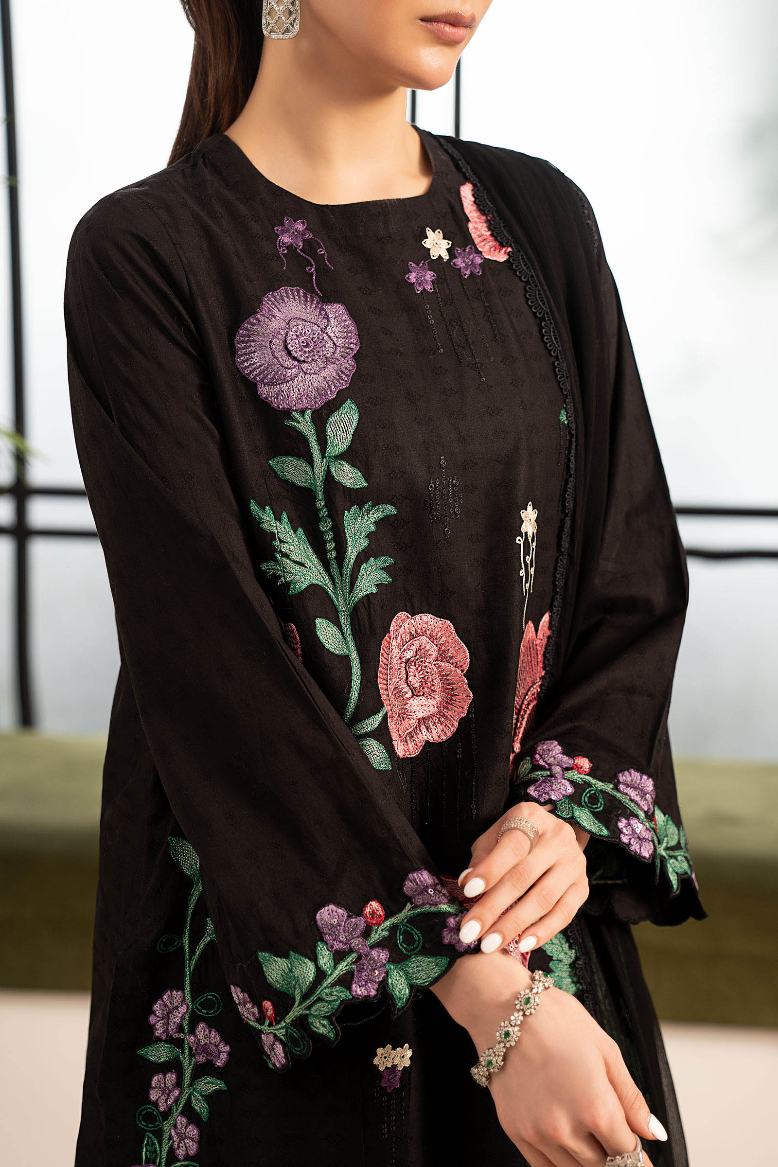 3 Piece Embroidered Dobby Lawn Suit