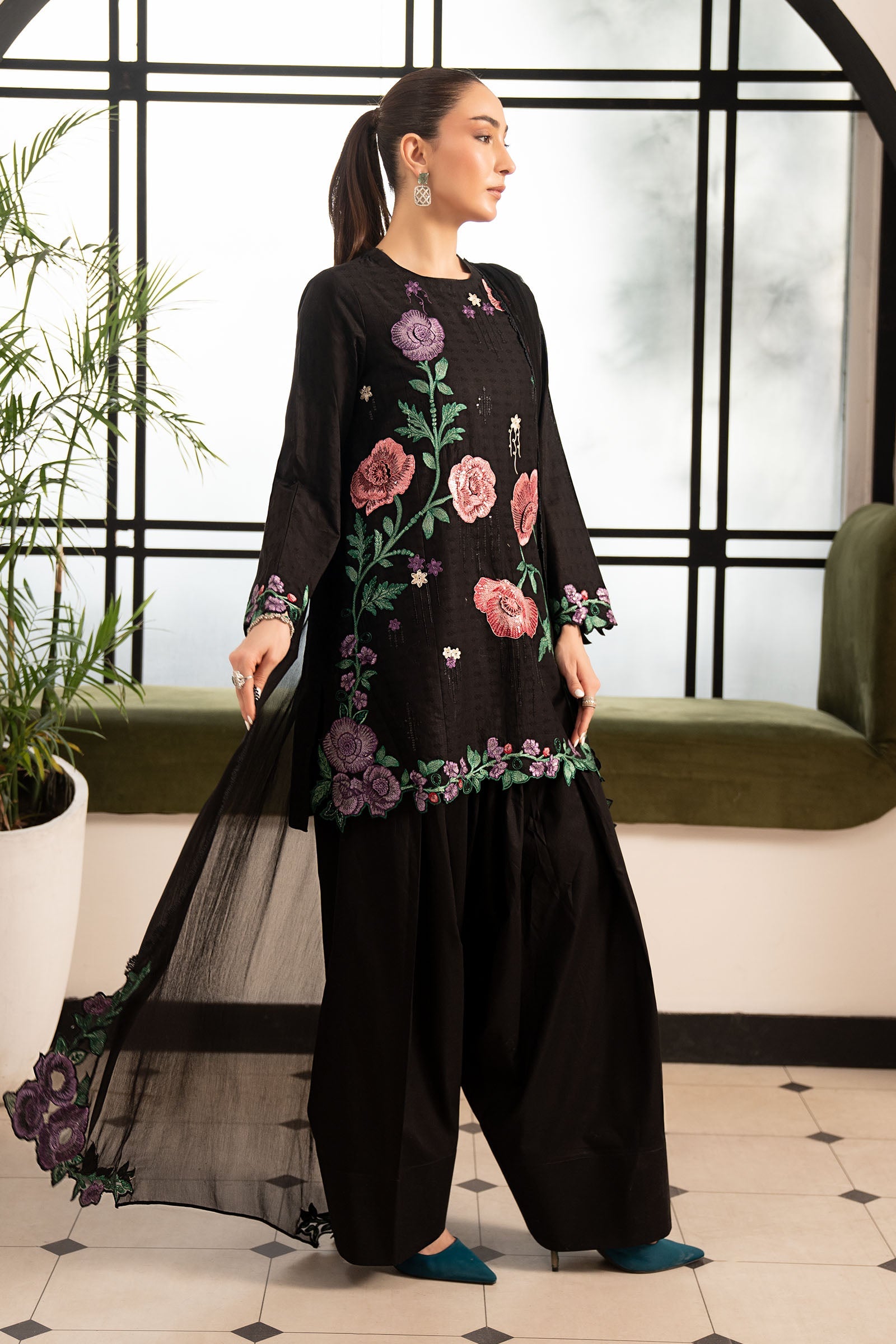 3 Piece Embroidered Dobby Lawn Suit