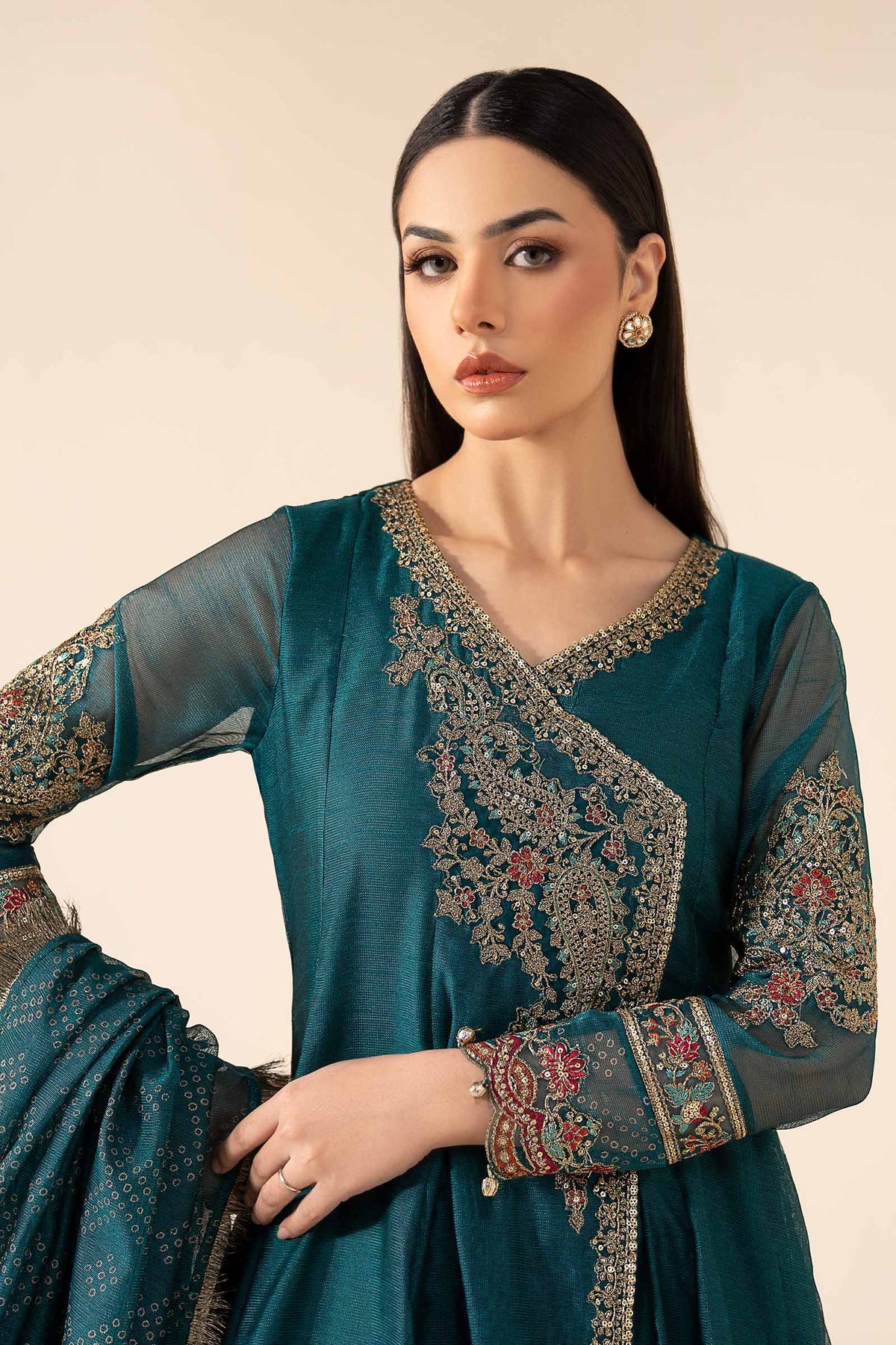 3 Piece Embroidered Cotton Net Suit