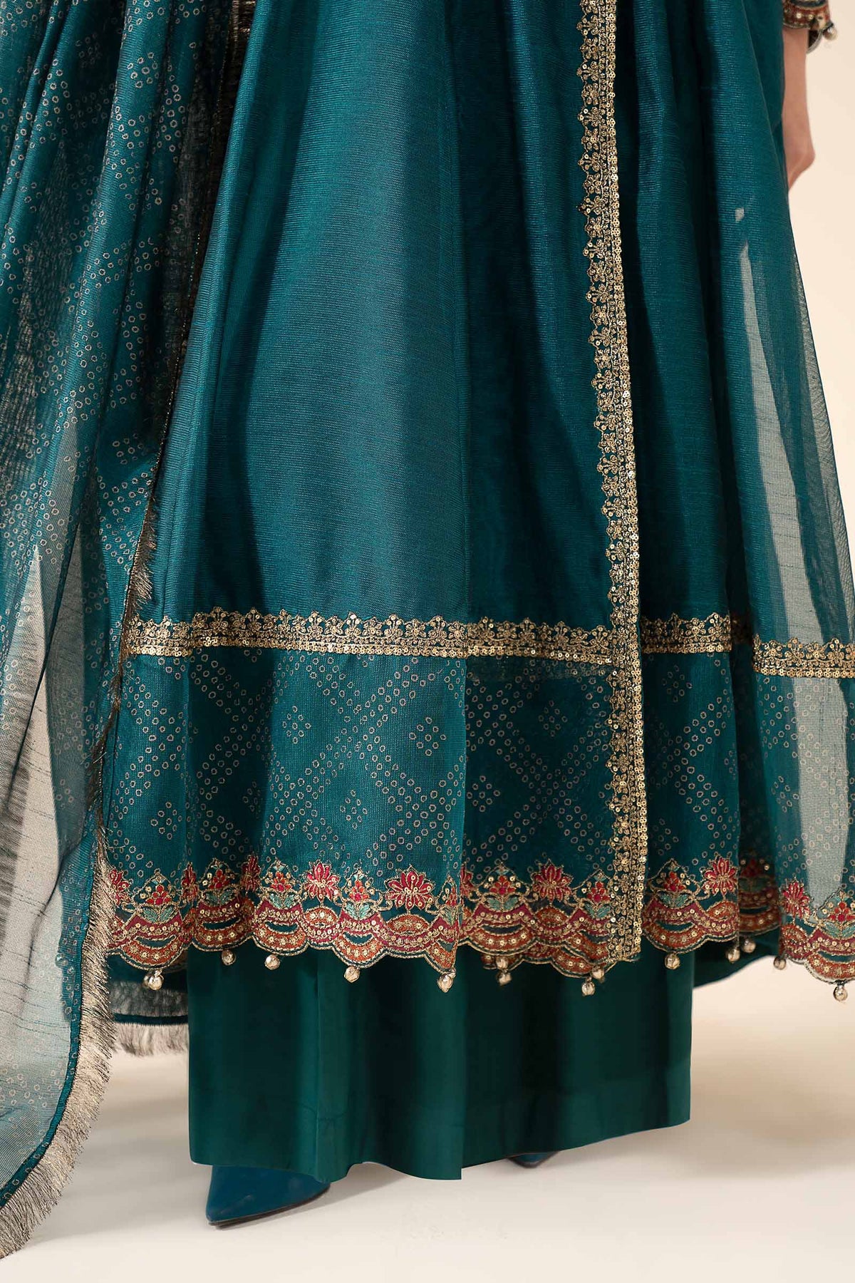 3 Piece Embroidered Cotton Net Suit