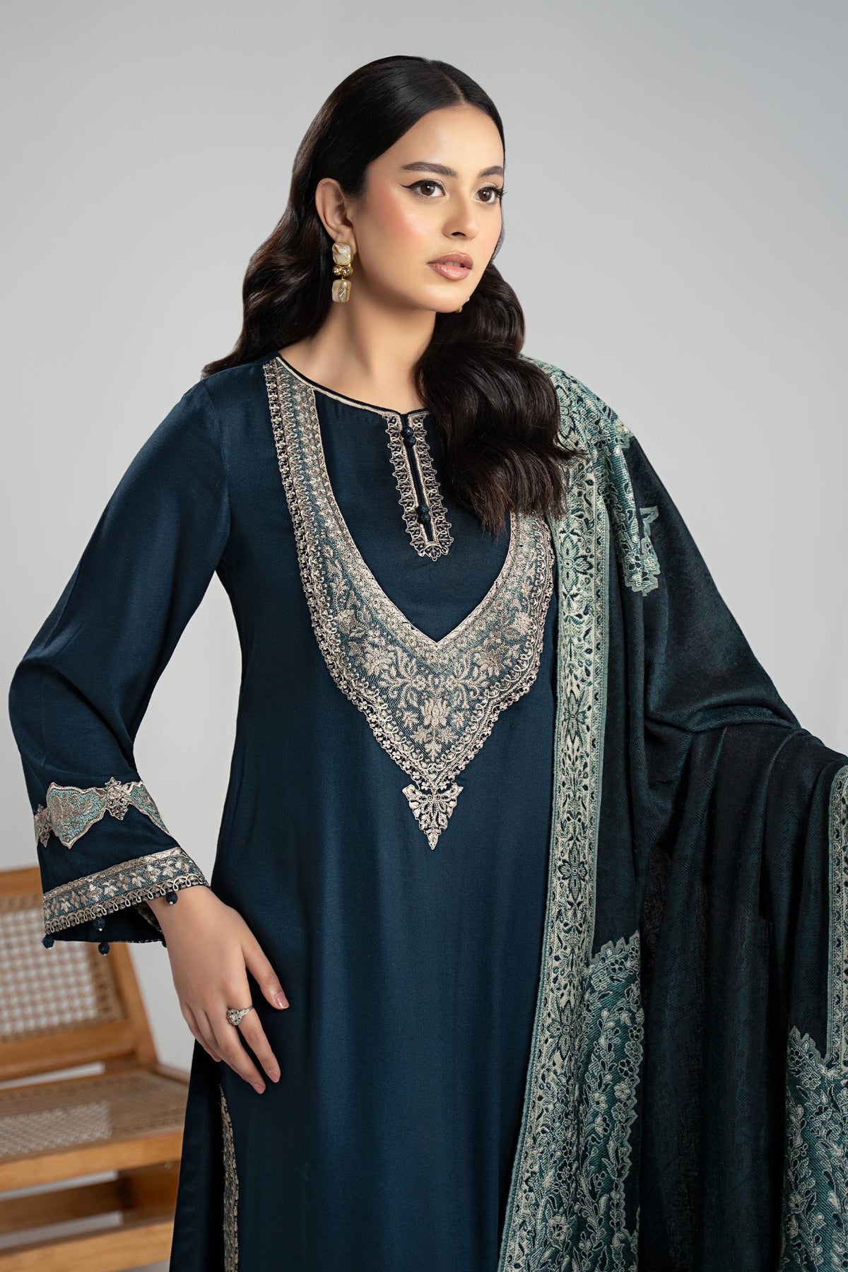 3 Piece Embroidered Marina Twill  Suit