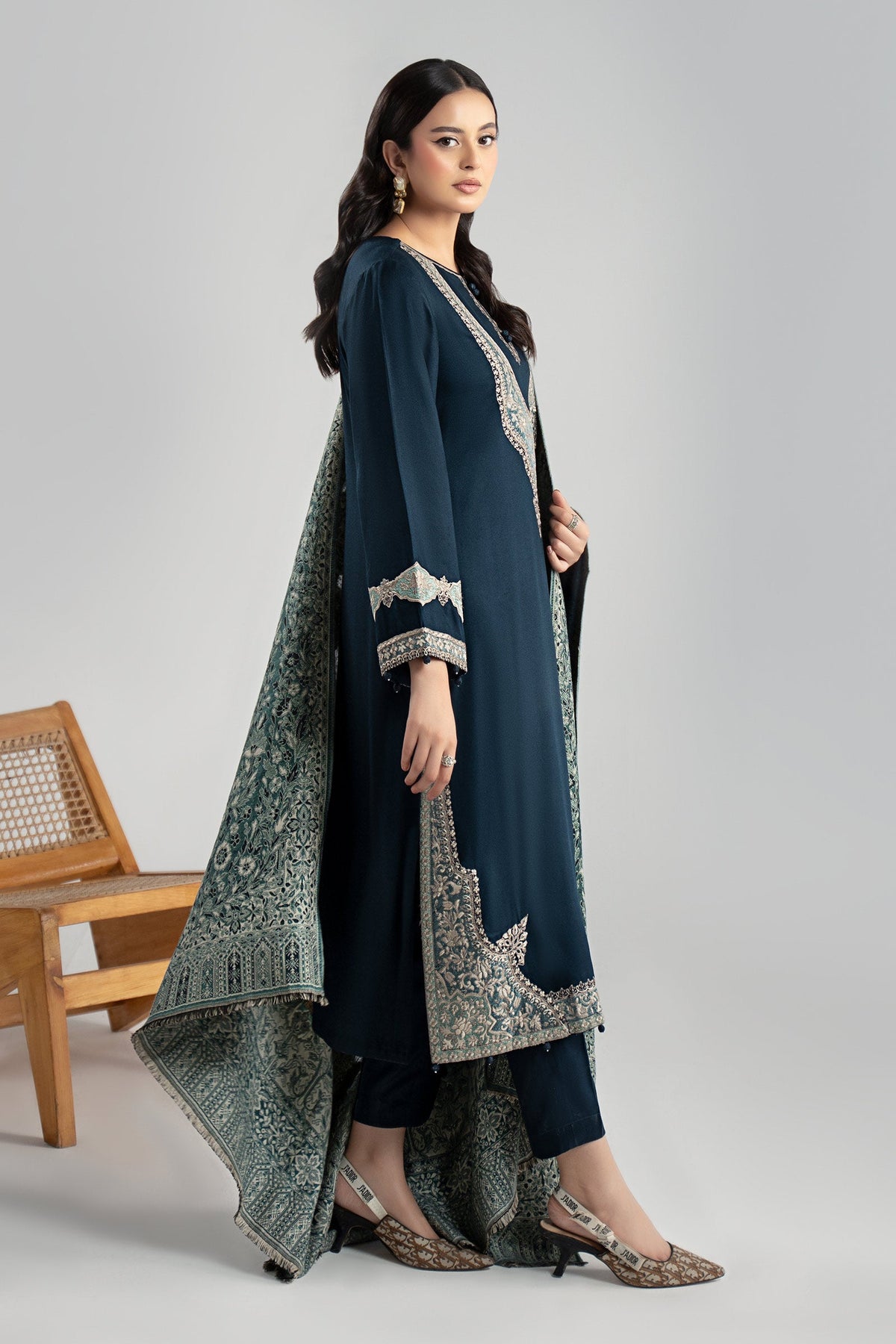 3 Piece Embroidered Marina Twill  Suit