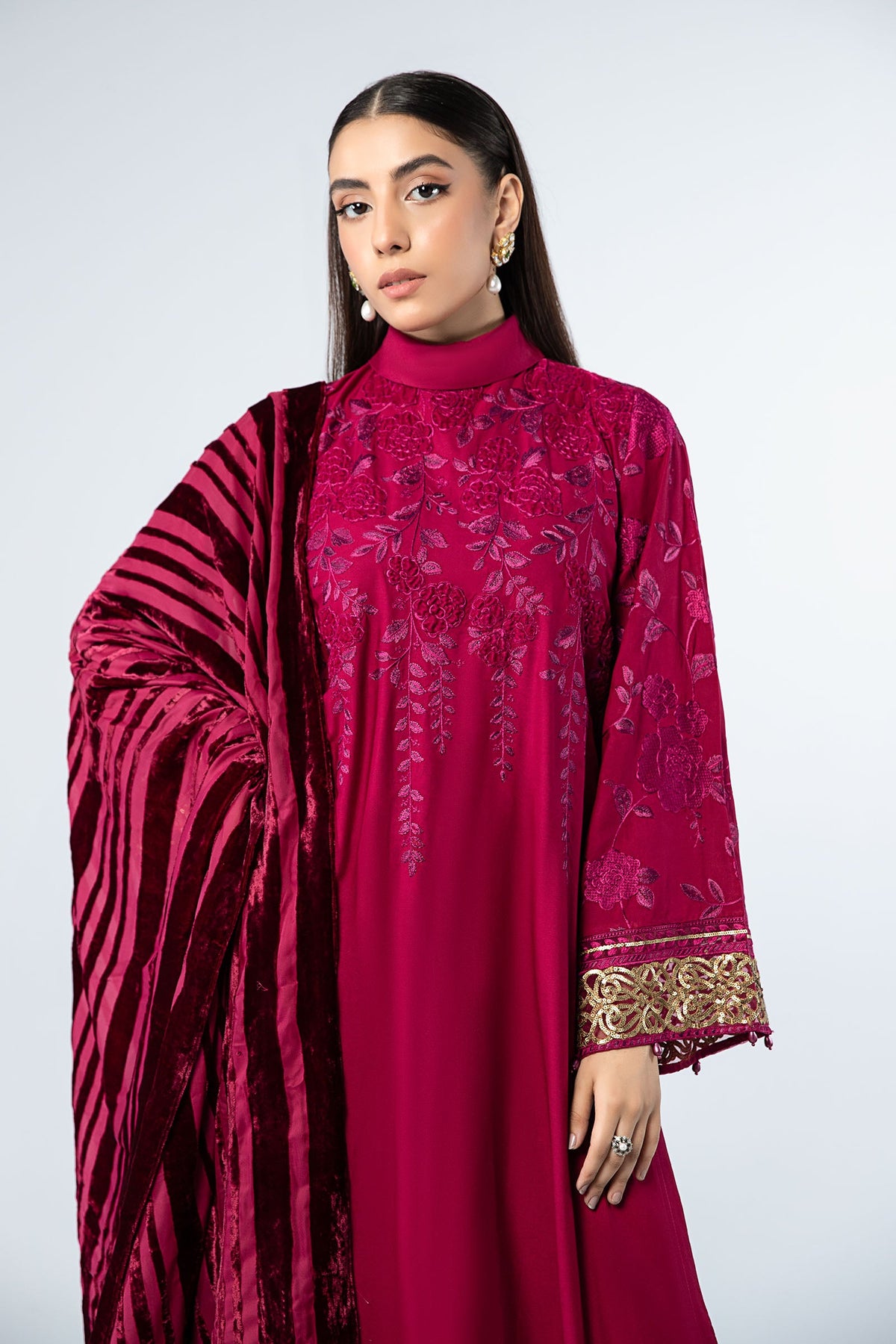 3 Piece Embroidered Linen Suit