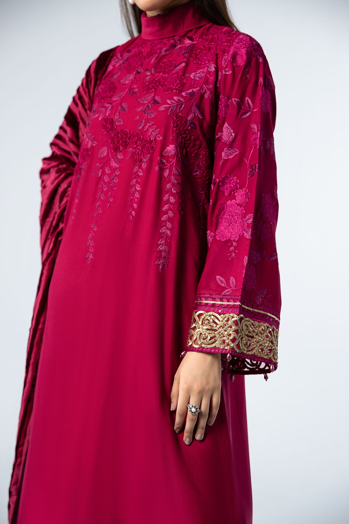 3 Piece Embroidered Linen Suit