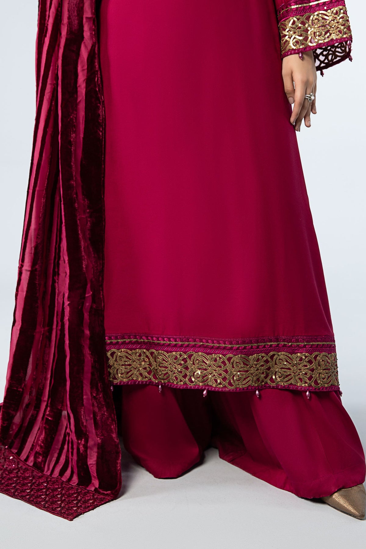 3 Piece Embroidered Linen Suit
