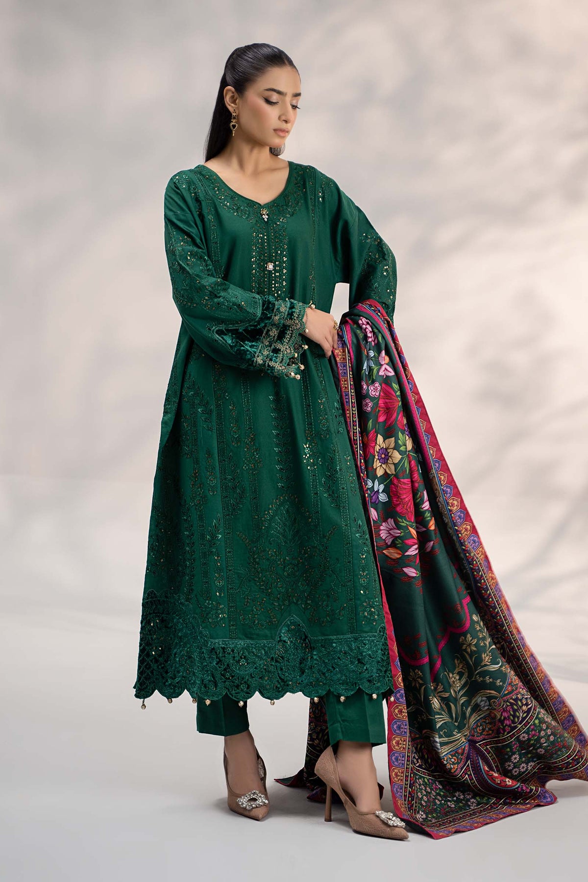 3 Piece Embroidered Khaddar Suit