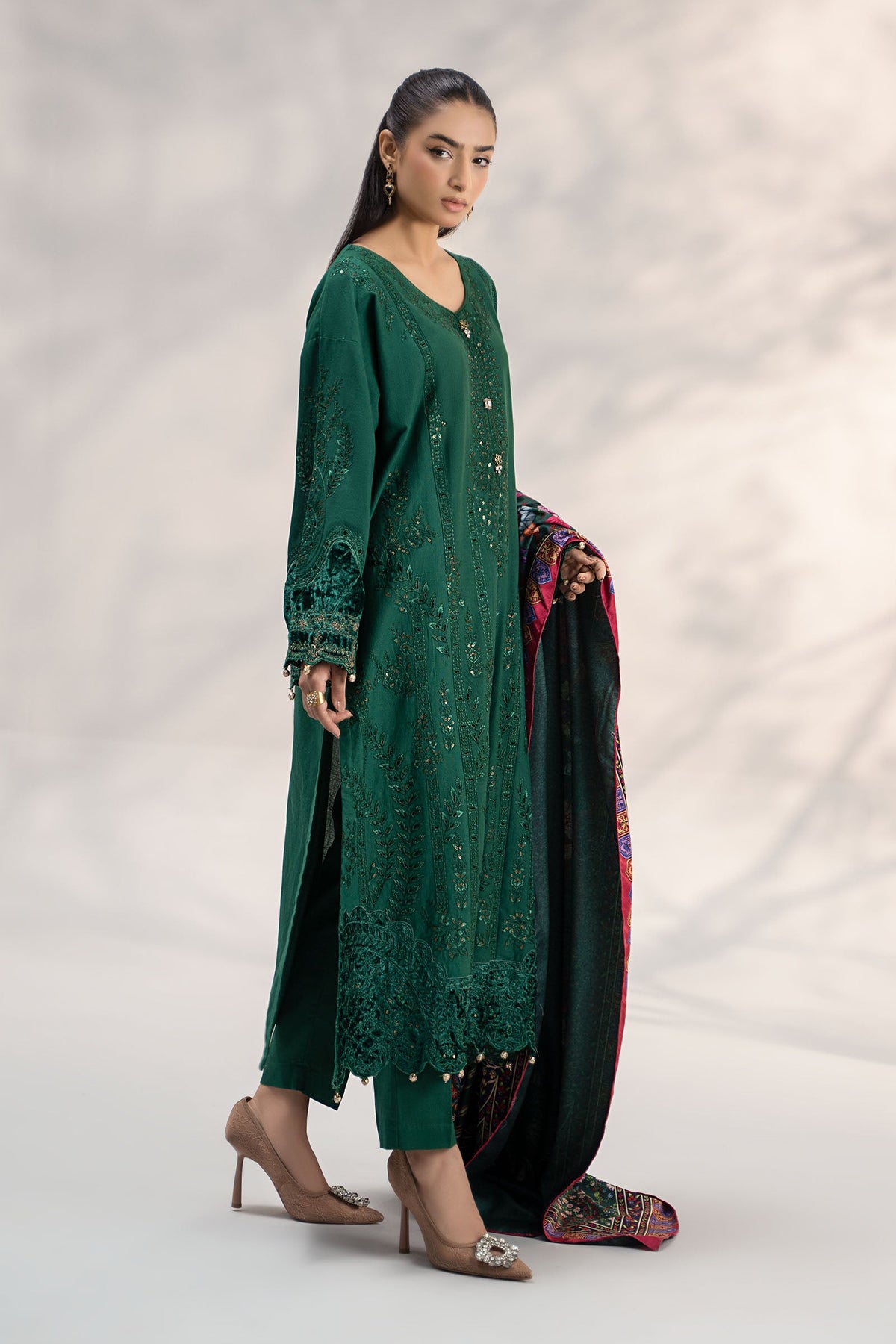 3 Piece Embroidered Khaddar Suit