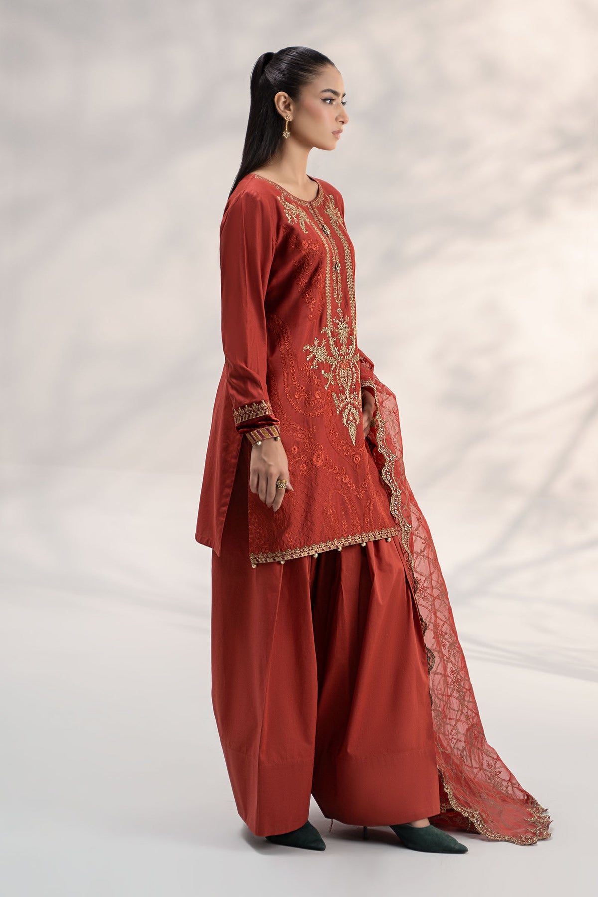 3 Piece Embroidered Linen Suit