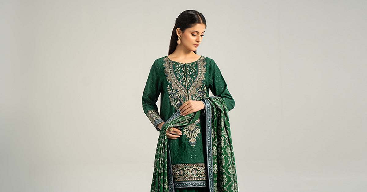 3 Piece Embroidered Khaddar Suit