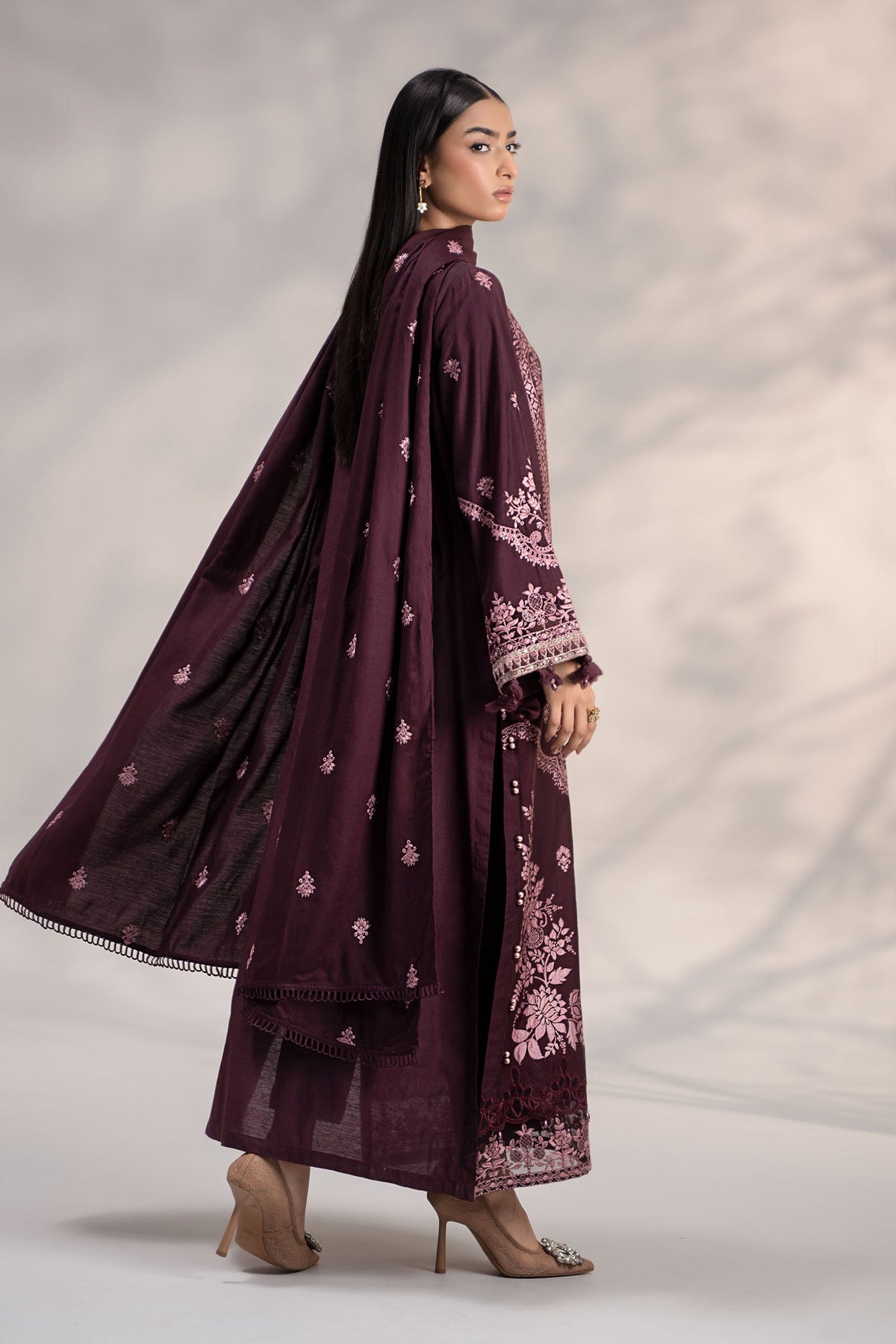 3 Piece Embroidered Linen Suit