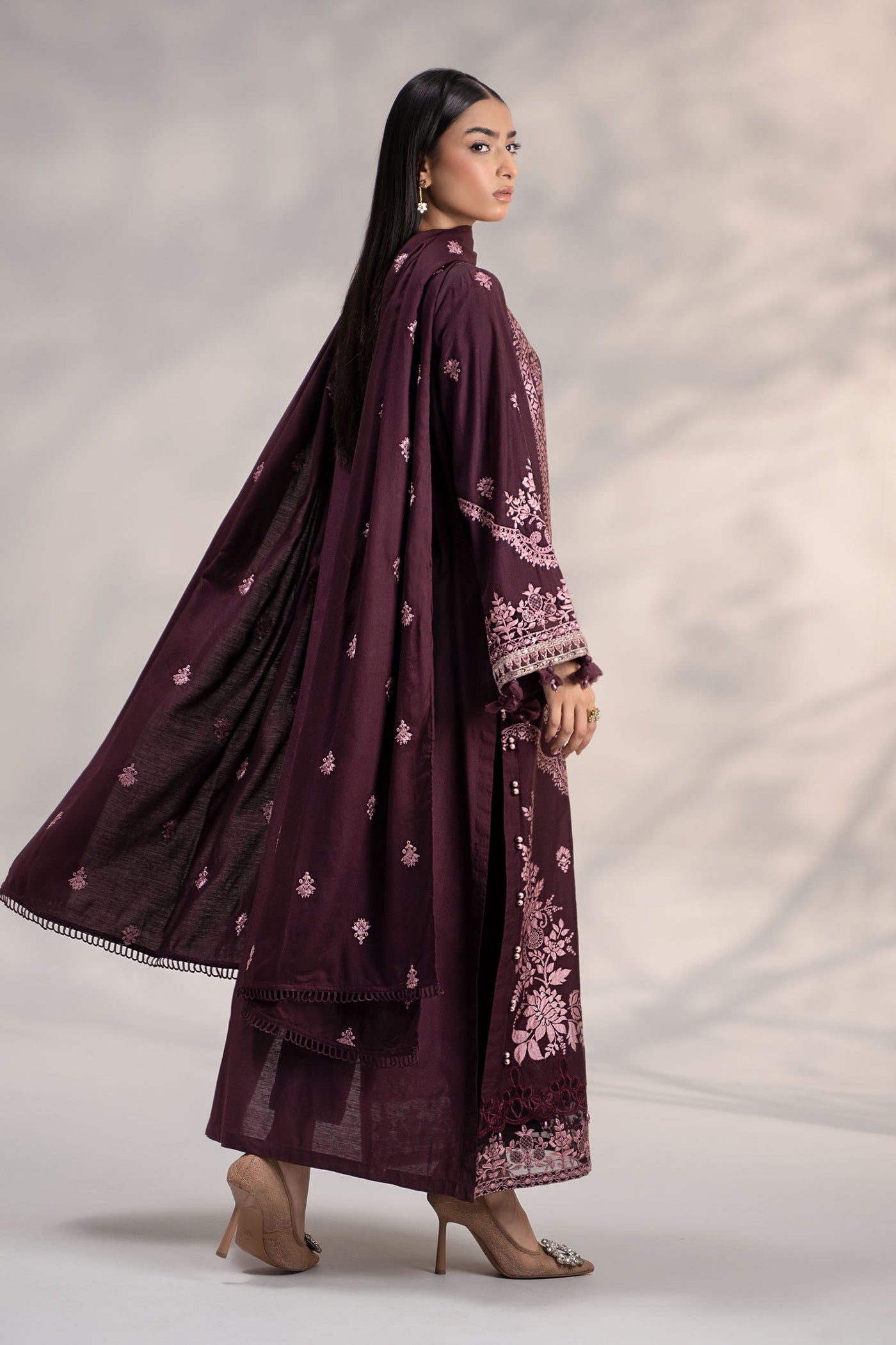 3 Piece Embroidered Linen Suit