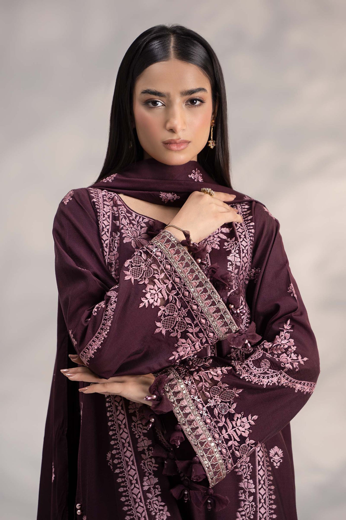 3 Piece Embroidered Linen Suit