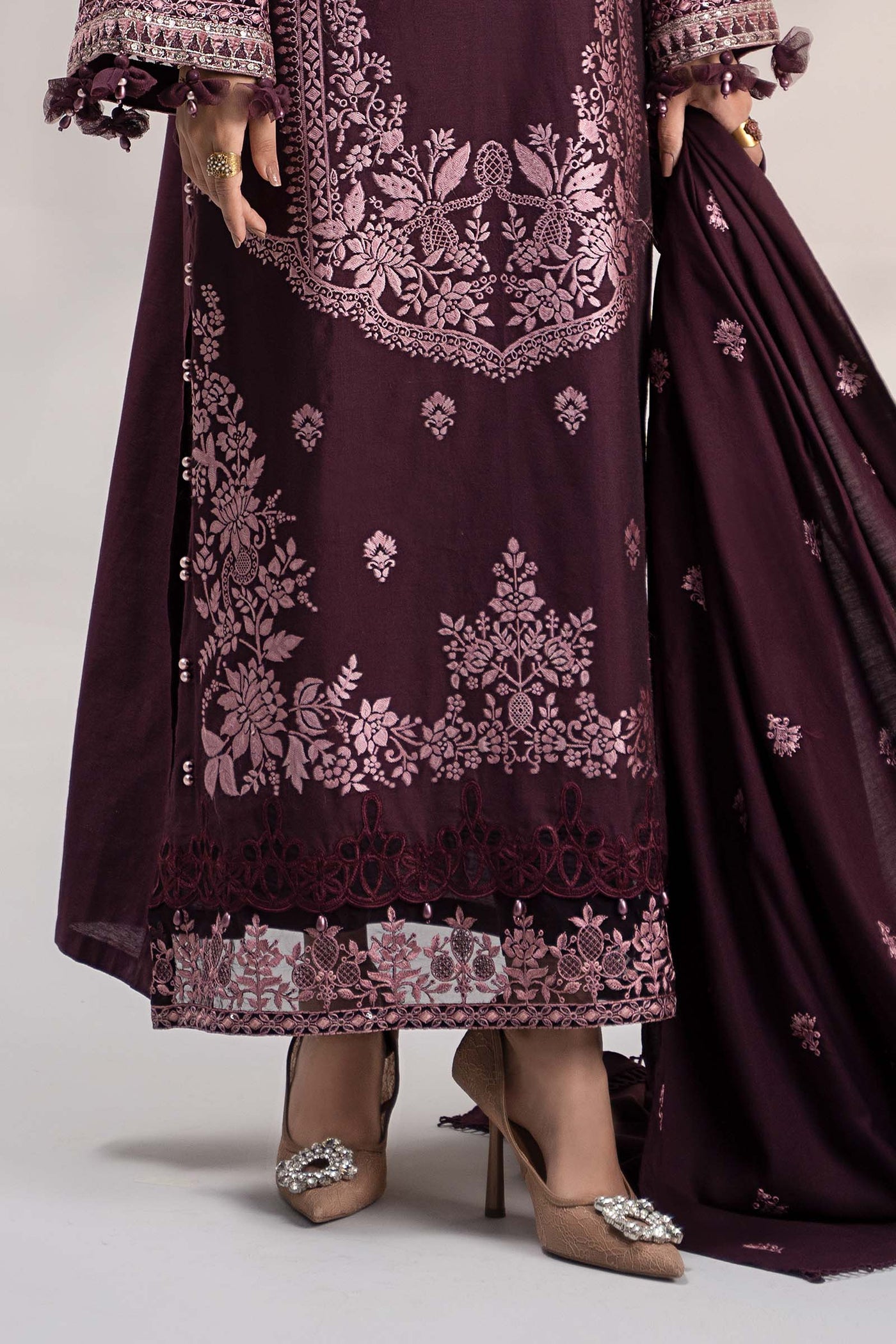 3 Piece Embroidered Linen Suit