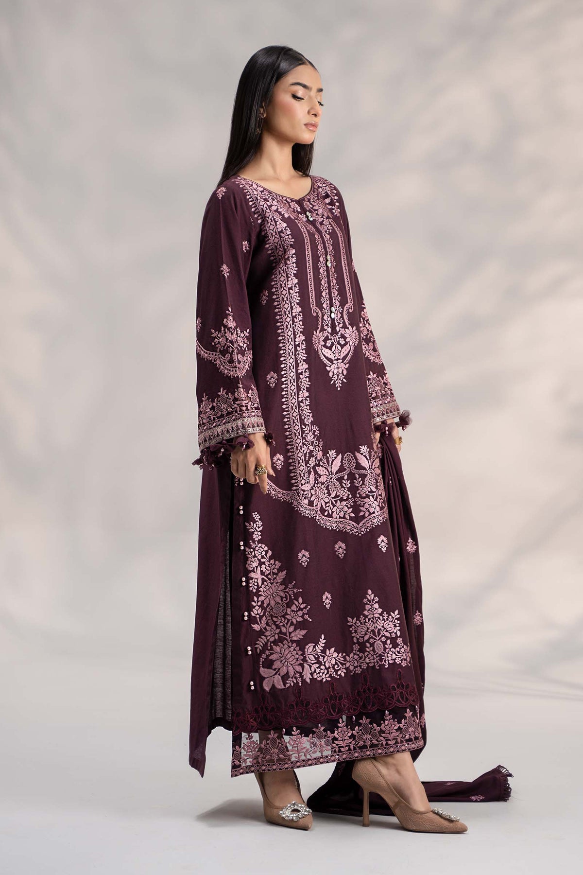 3 Piece Embroidered Linen Suit