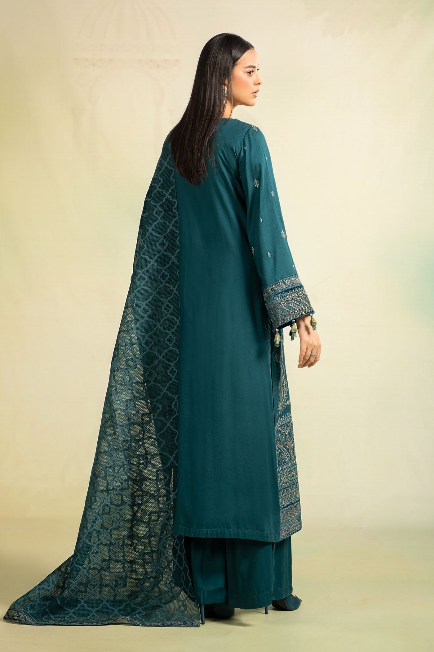 Plain Chiffon Dupatta with Trimmings